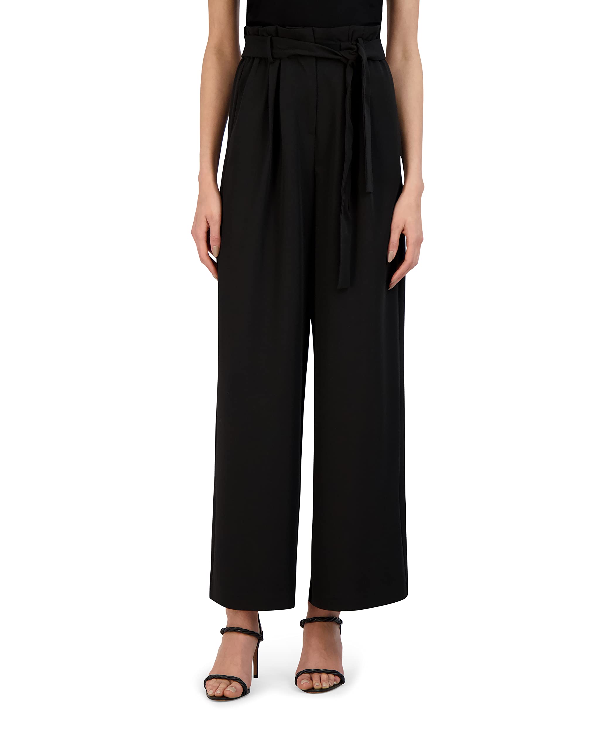 BCBGMAXAZRIA Women's High Waist Wide Leg Paper Bag Pants - Comfortable Stretch Fabric for Work, Office & Casual Wear