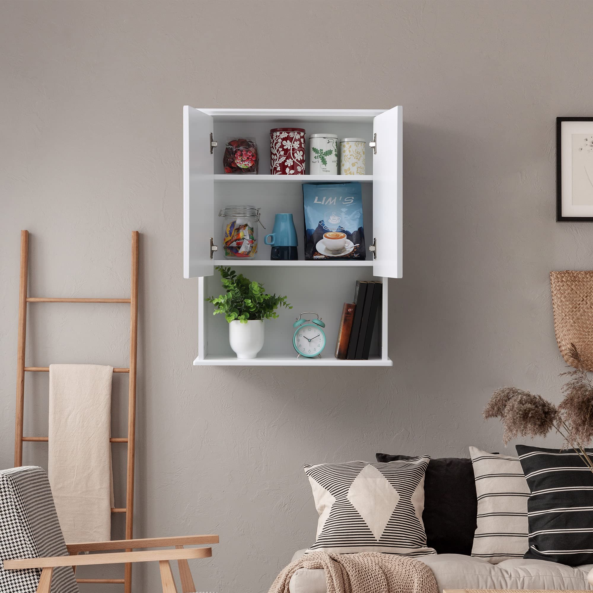 23x29 Inch Wooden Medicine Cabinet for Bathroom - Over Toilet Storage with Adjustable Shelves & Buffering Hinge, MDF Material, Large Space Cupboard | Perfect for Small Bathrooms, Powder Rooms & Apartment Storage Solutions