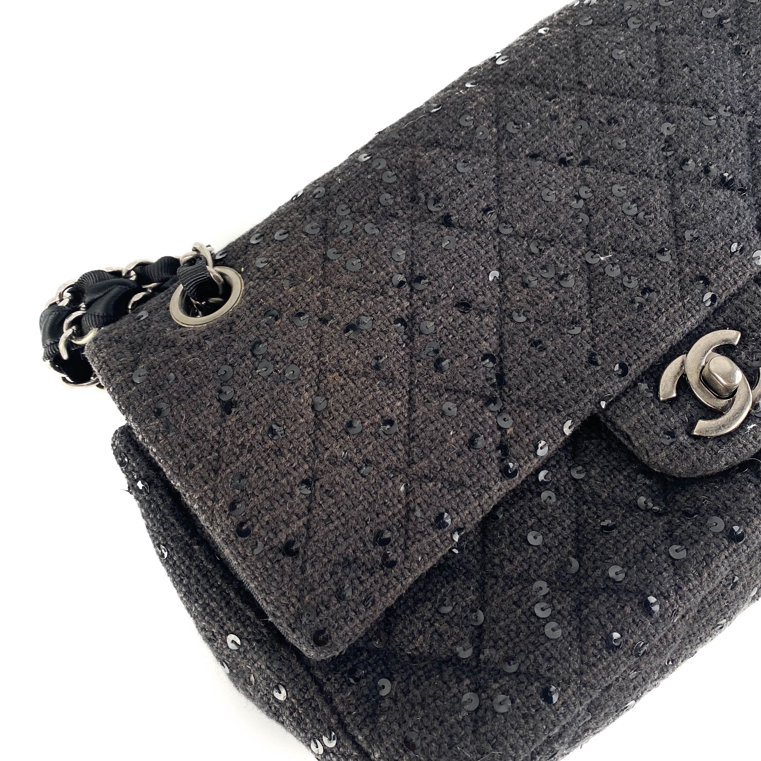 Chanel Quilted Sequins Tweed Flap Bag - Luxury Designer Handbag for Women | Perfect for Evening Parties, Weddings & Special Occasions