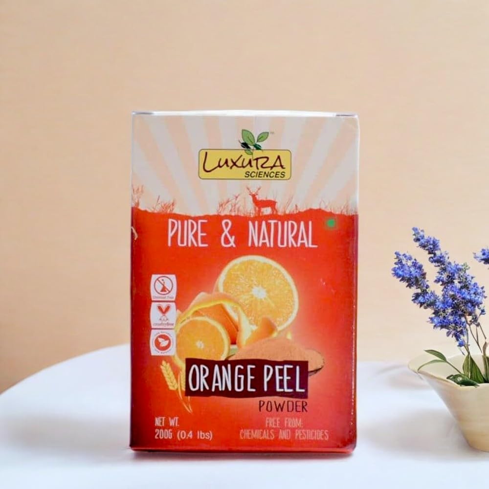 Luxura Sciences Brightening Orange Peel Face Mask - 200g Exfoliating & Hydrating Facial Treatment for Glowing Skin | Perfect for Acne, Blackheads & Dullness