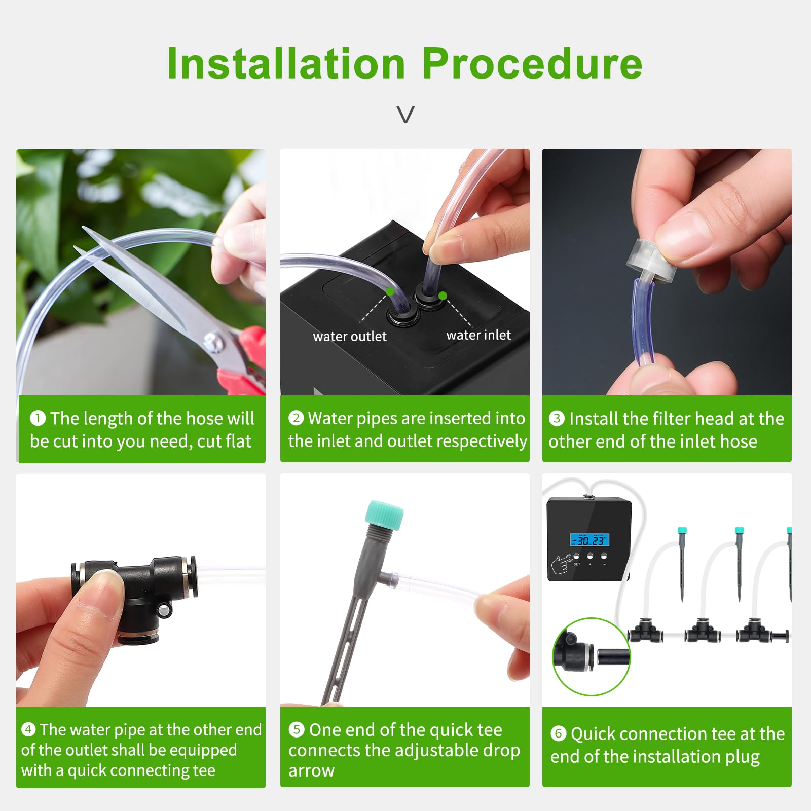 Automatic Plant Watering System for Indoor Potted Plants - 10 Pot Smart Timer Drip Irrigation Kit with Leak-Proof Design, USB-C & Battery Power - Perfect for Vacation, Office & Home Garden Care