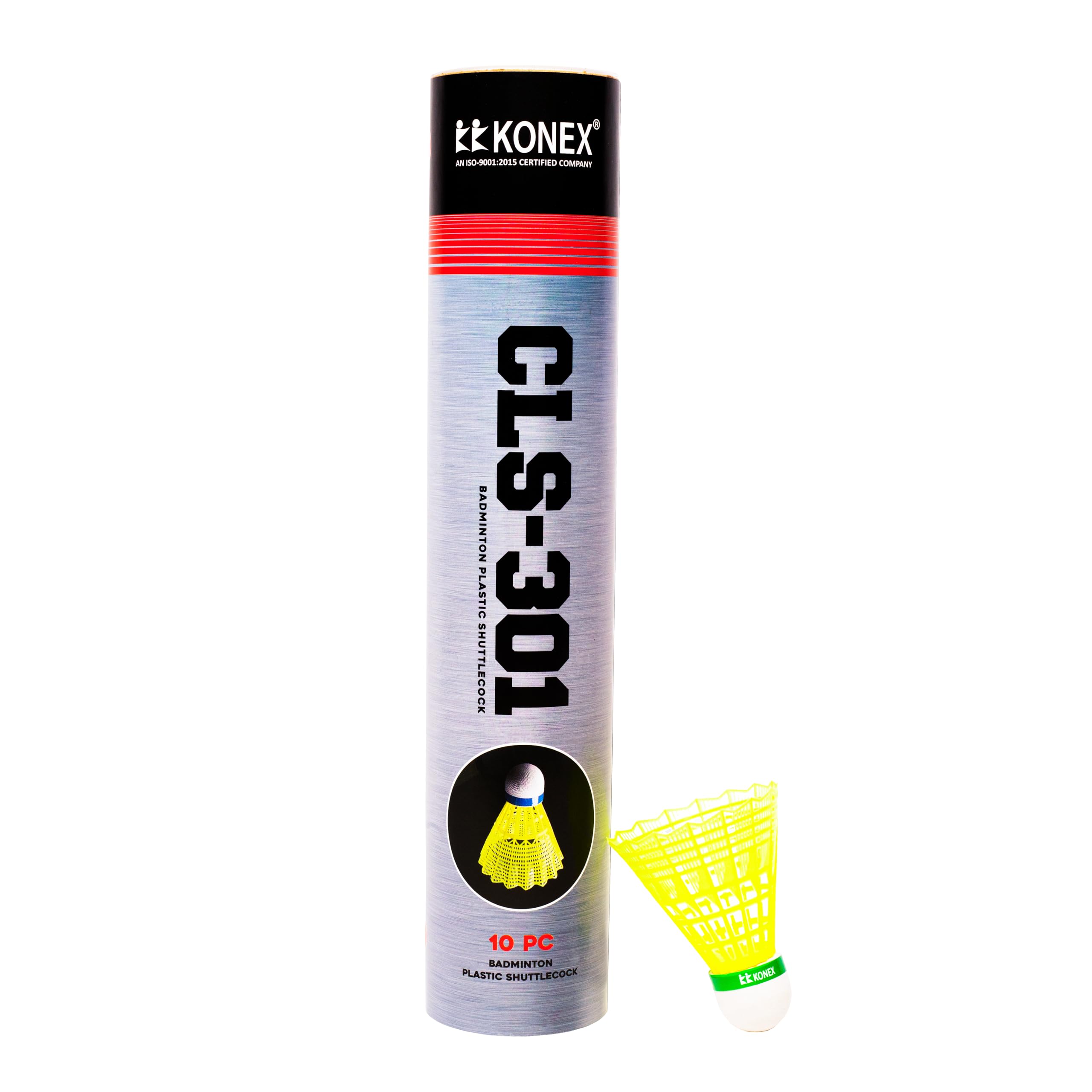 Konex Plastic Badminton Shuttlecocks - High Stability & Fast Recovery for Training & Matches (Yellow, Pack of 10) | Perfect for Indoor/Outdoor Play, Backyard Games & Gym Practice