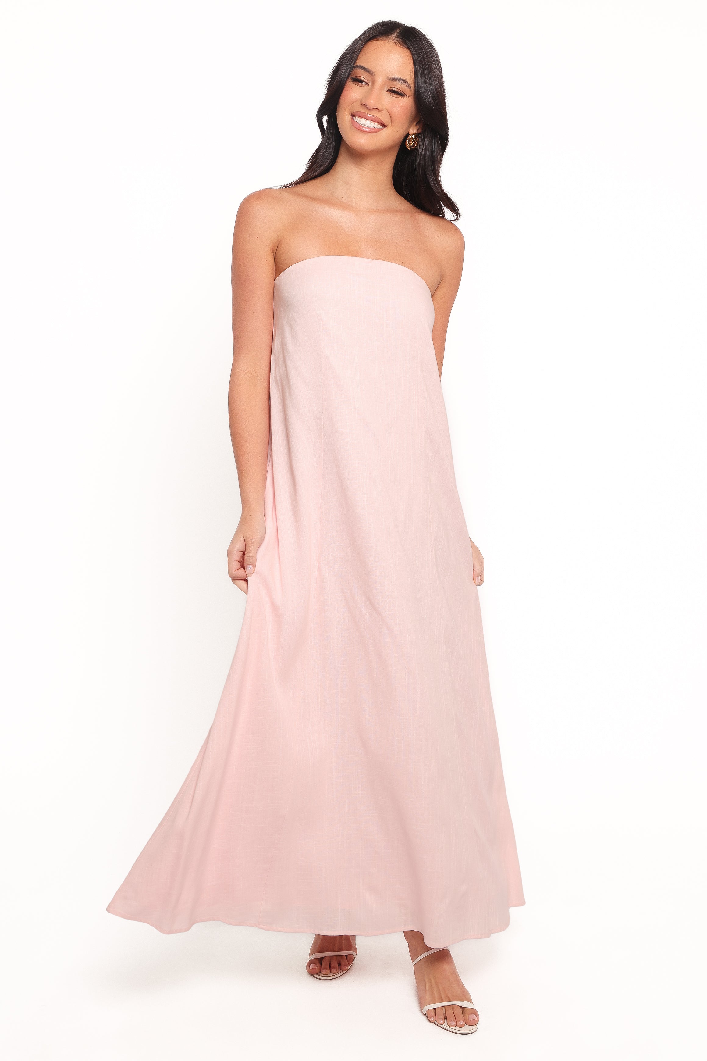 Bethany Strapless Midi Dress in Rosewater - Elegant Summer Cocktail Party & Wedding Guest Dress