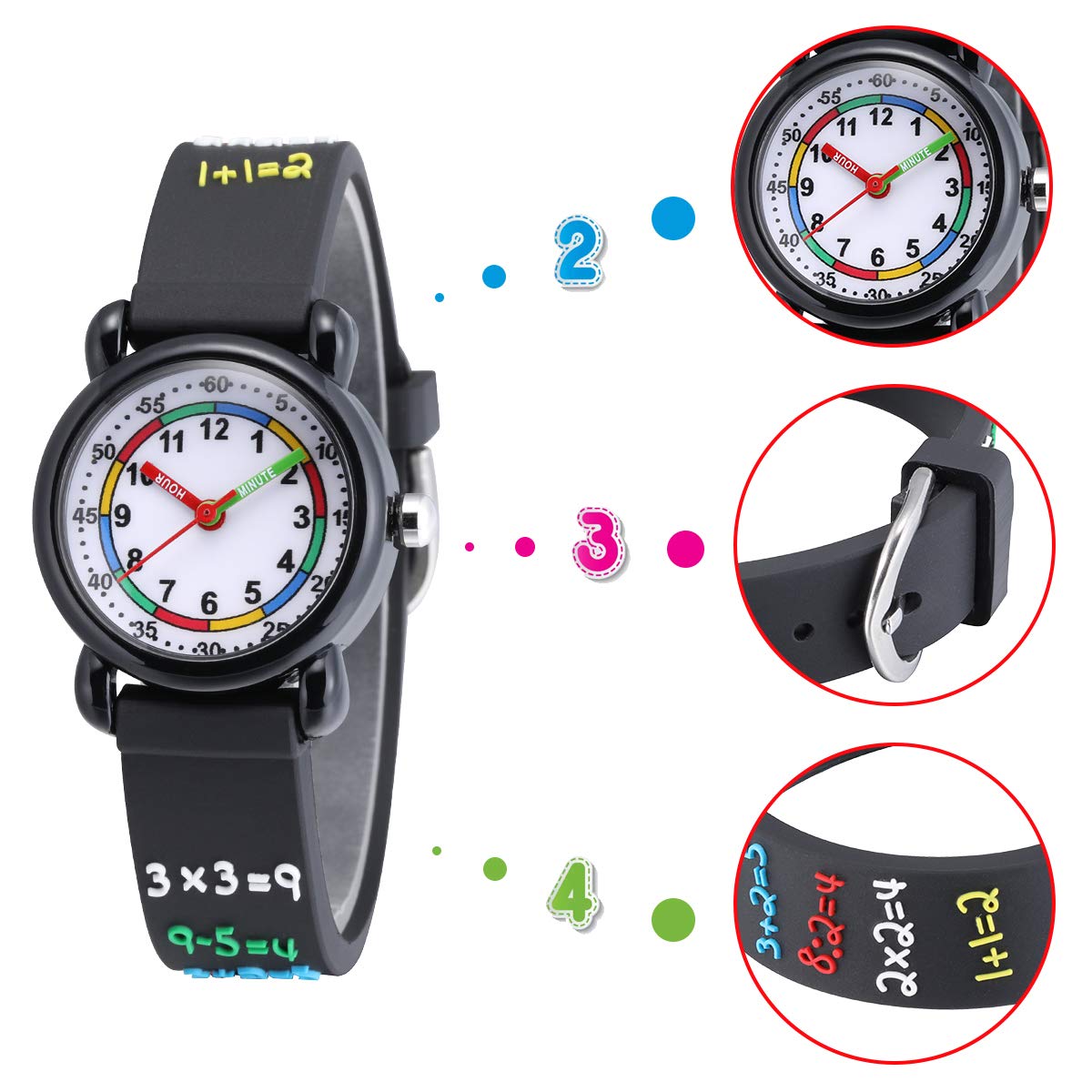**Jewtme Cute Analog Kids Watch for Toddlers Ages 3-8 - 3D Silicone Cartoon Watch for Boys & Girls - Perfect for Learning Time & School Activities**