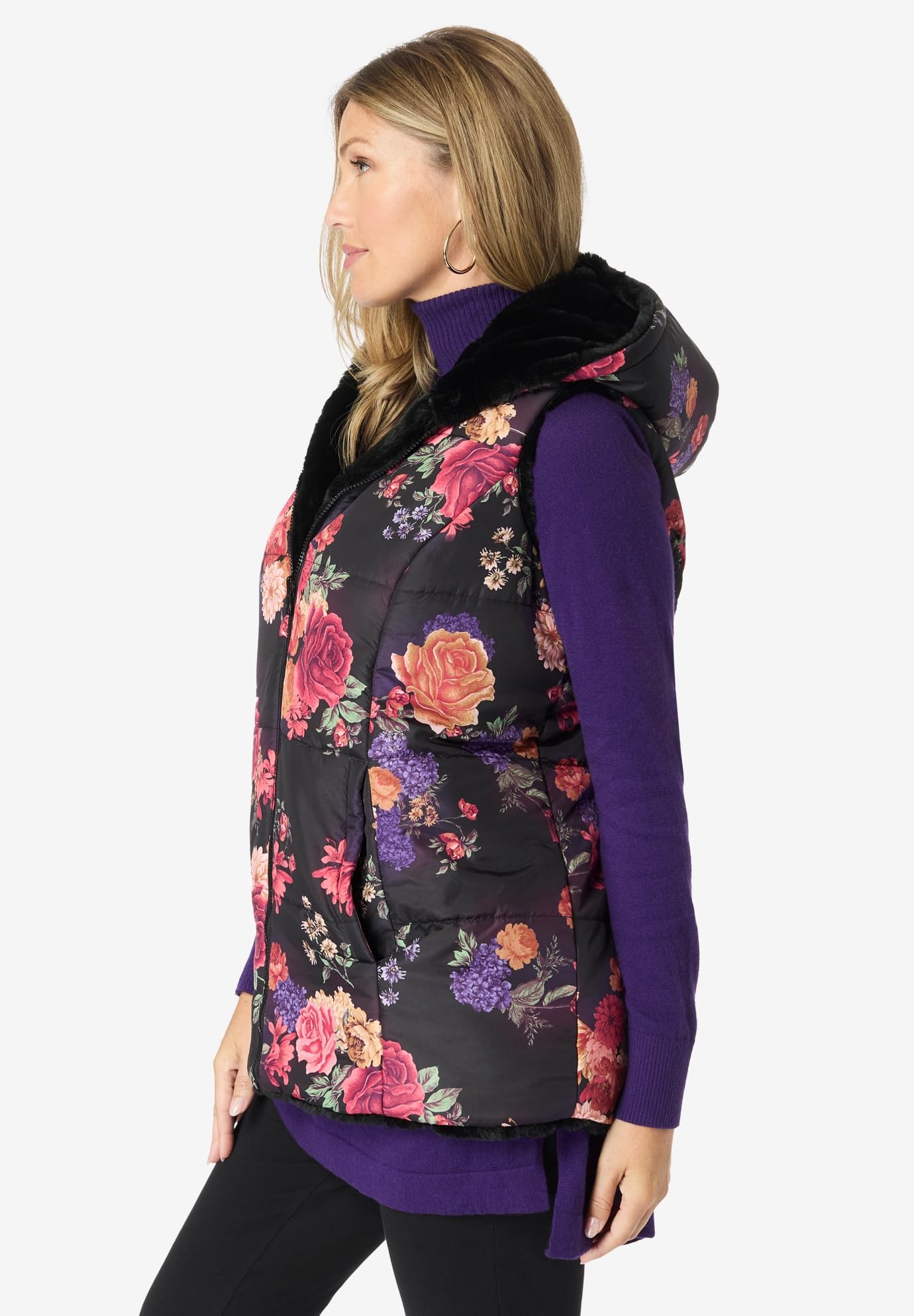 Roaman's Women's Plus Size Reversible Faux Fur Vest - Warm Winter Fashion for Curvy Women | Perfect for Outdoor Activities & Casual Wear