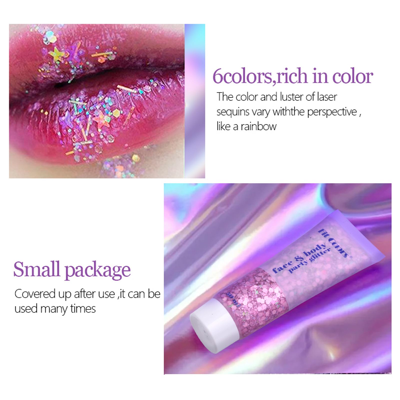 White Face & Body Glitter Gel - Shimmer Makeup for Hair, Face, Skin - 50ml Mermaid & Festival Accessories - Perfect for Music Festivals, Raves, Cosplay & Halloween