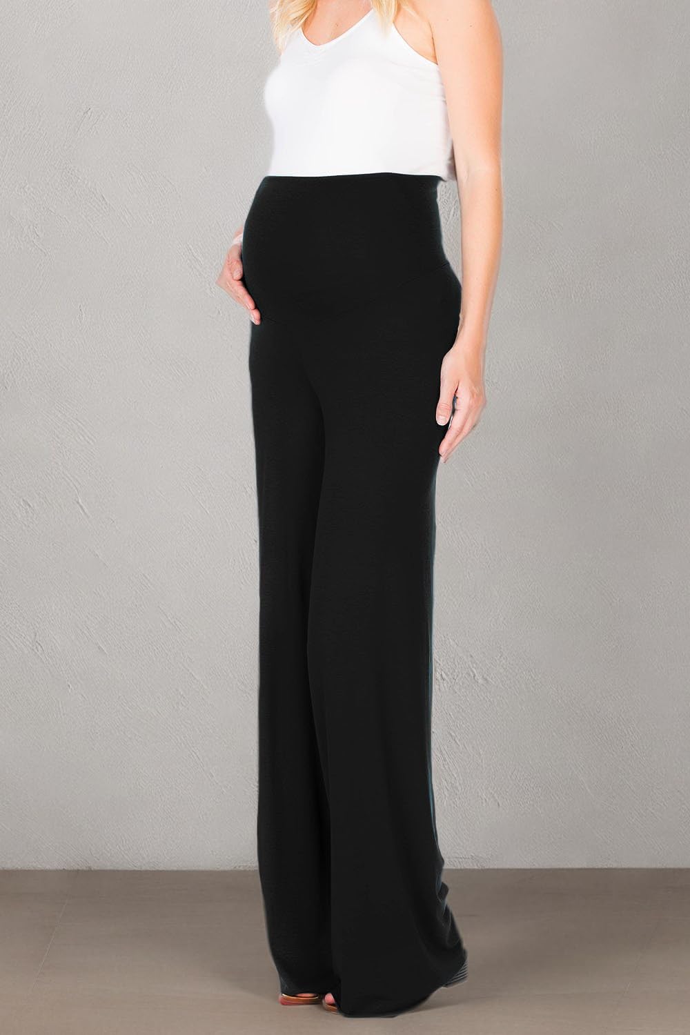 Stylish Maternity Palazzo Pants for Women - Bohemian Floral Print with Tummy Control - Comfortable Pregnancy Clothes for Casual Wear, Work & Special Occasions