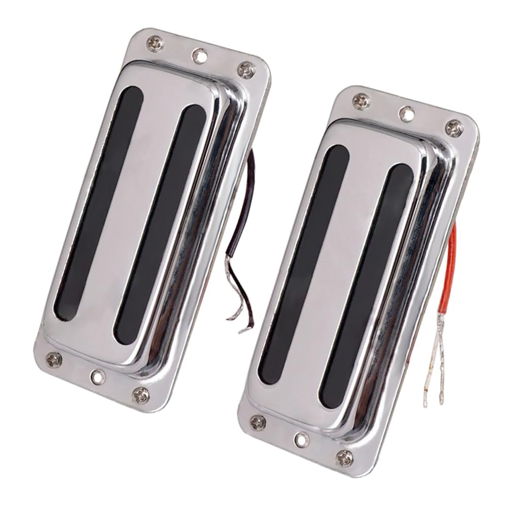 2-Piece Humbucker Electric Guitar Pickup Set with Brass Cover - 6 String Chrome Small Pickup for Rock, Blues & Metal Music Performance