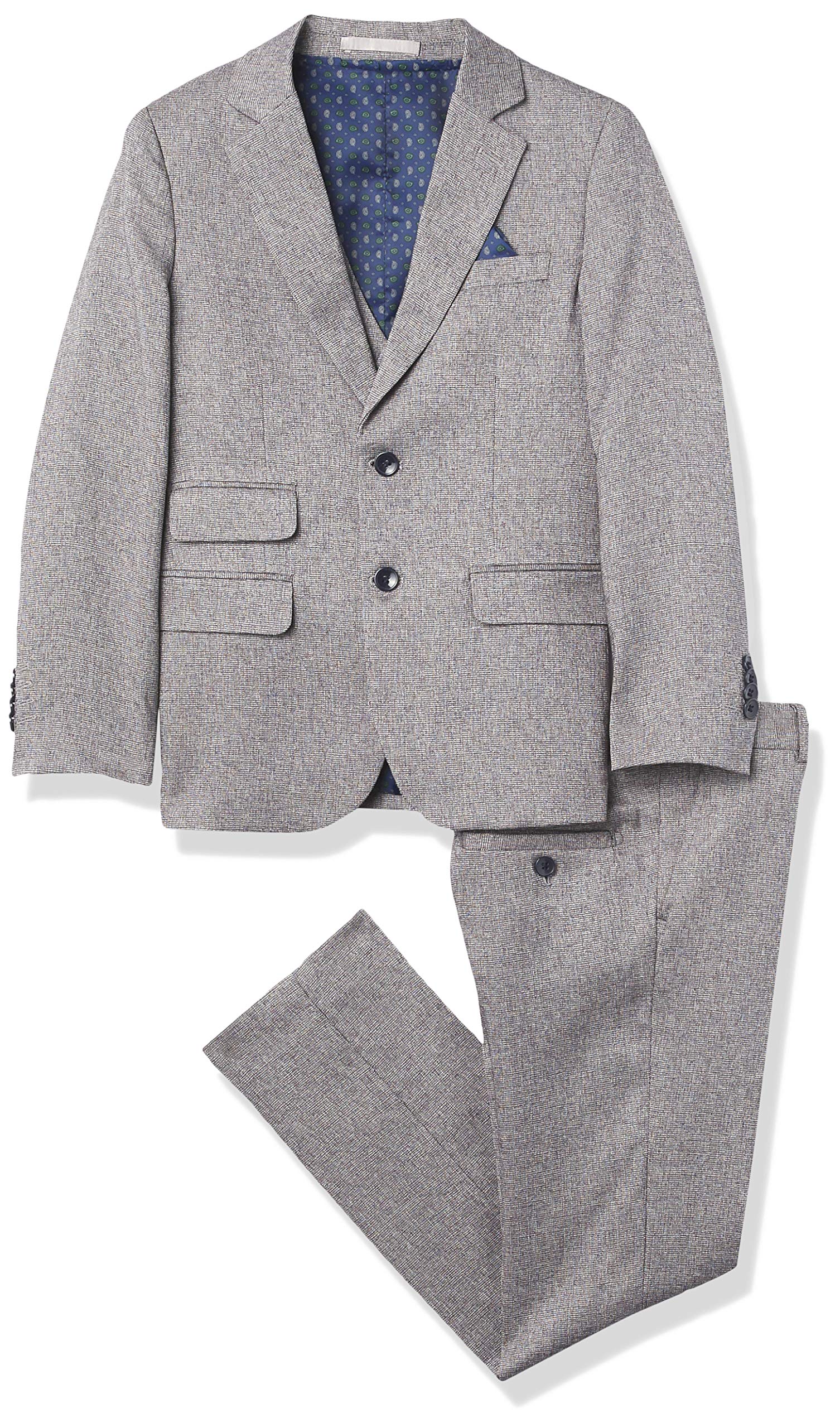 Isaac Mizrahi Boys' Slim Fit 3-Piece Tweed Suit for Kids - Formal Wedding, Church, and Special Occasion Outfit