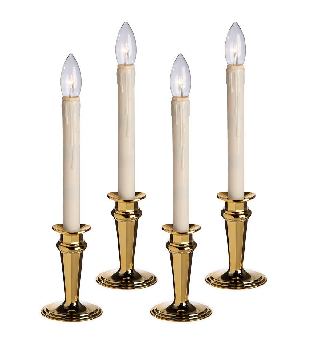 Plow & Hearth Adjustable Window Candles with Timer & Remote - Set of 4, Dual-Intensity LED Bulbs, Colonial Style for Home Decor - Perfect for Christmas, Holidays, and Year-Round Ambiance (9