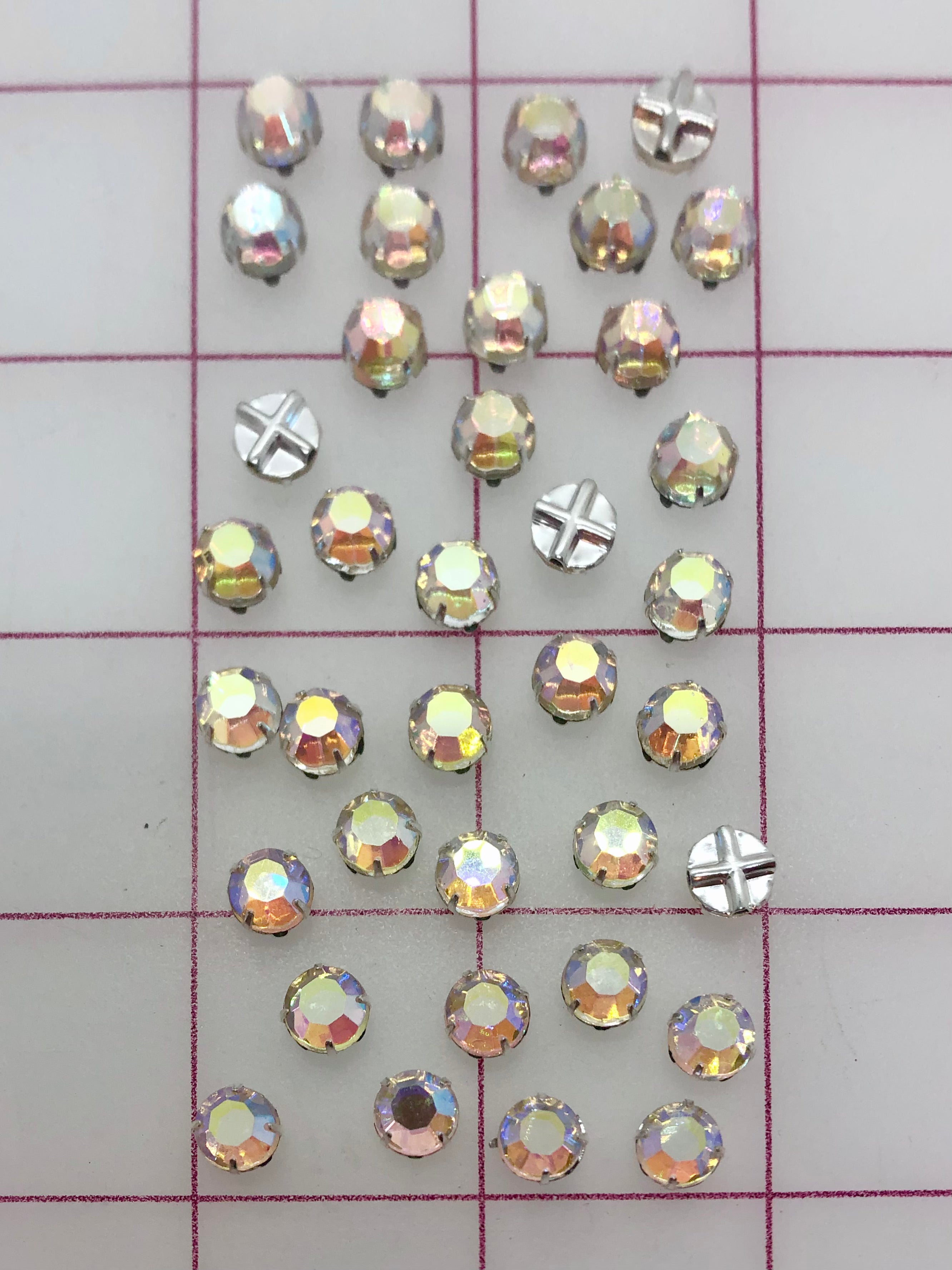 34SS Premium Machine Cut Rose Montees Crystal AB Rhinestones for Jewelry Making, DIY Crafts, and Fashion Accessories - Perfect for Dresses, Shoes, and Home Decor