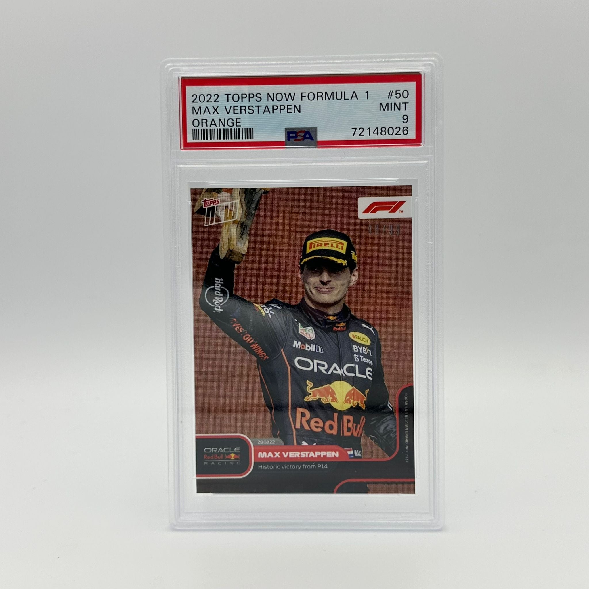 PSA 9 Graded 48/99 Max Verstappen Historic Victory from P14 #50 - Perfect for F1 Collectors, Racing Memorabilia Displays & Sports Card Investments