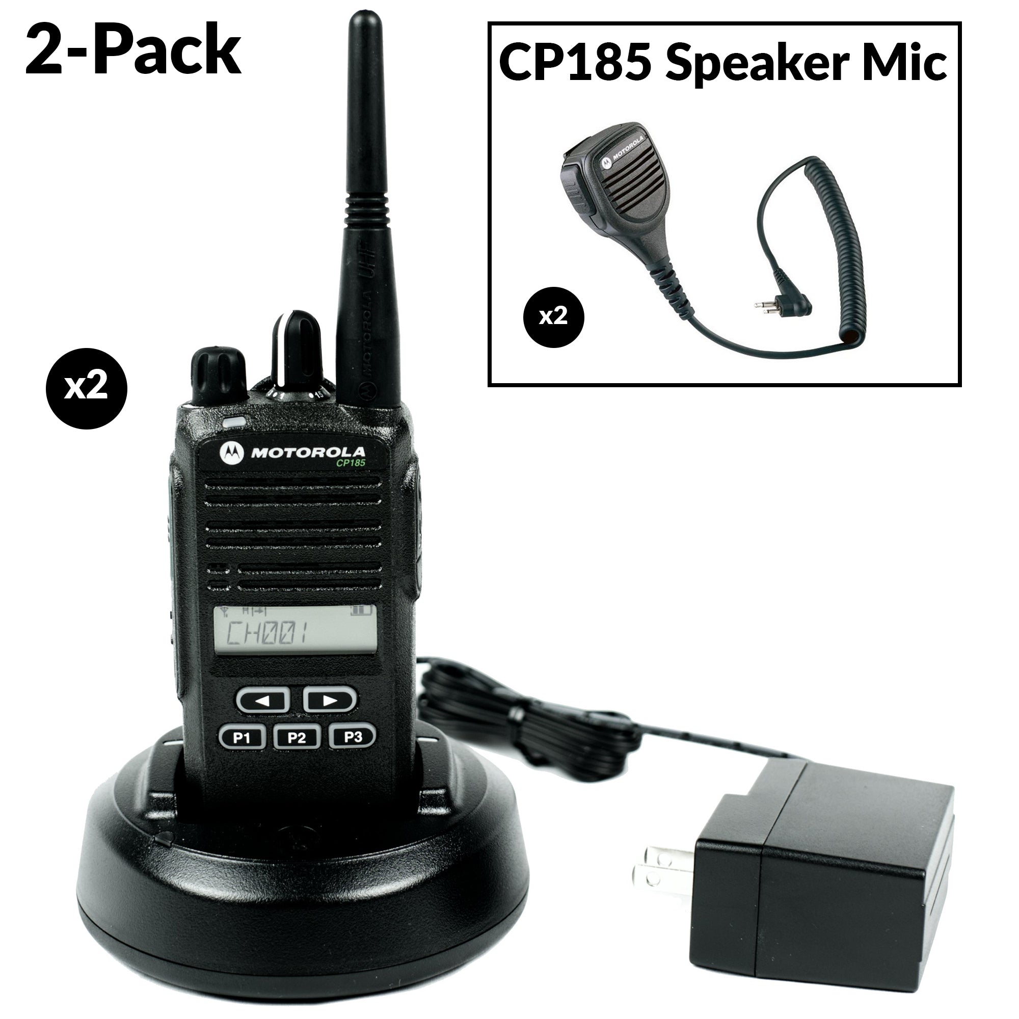Motorola CP185 Two-Way Radio - Long Range Walkie Talkie for Outdoor Adventures, Construction & Emergency Communication
