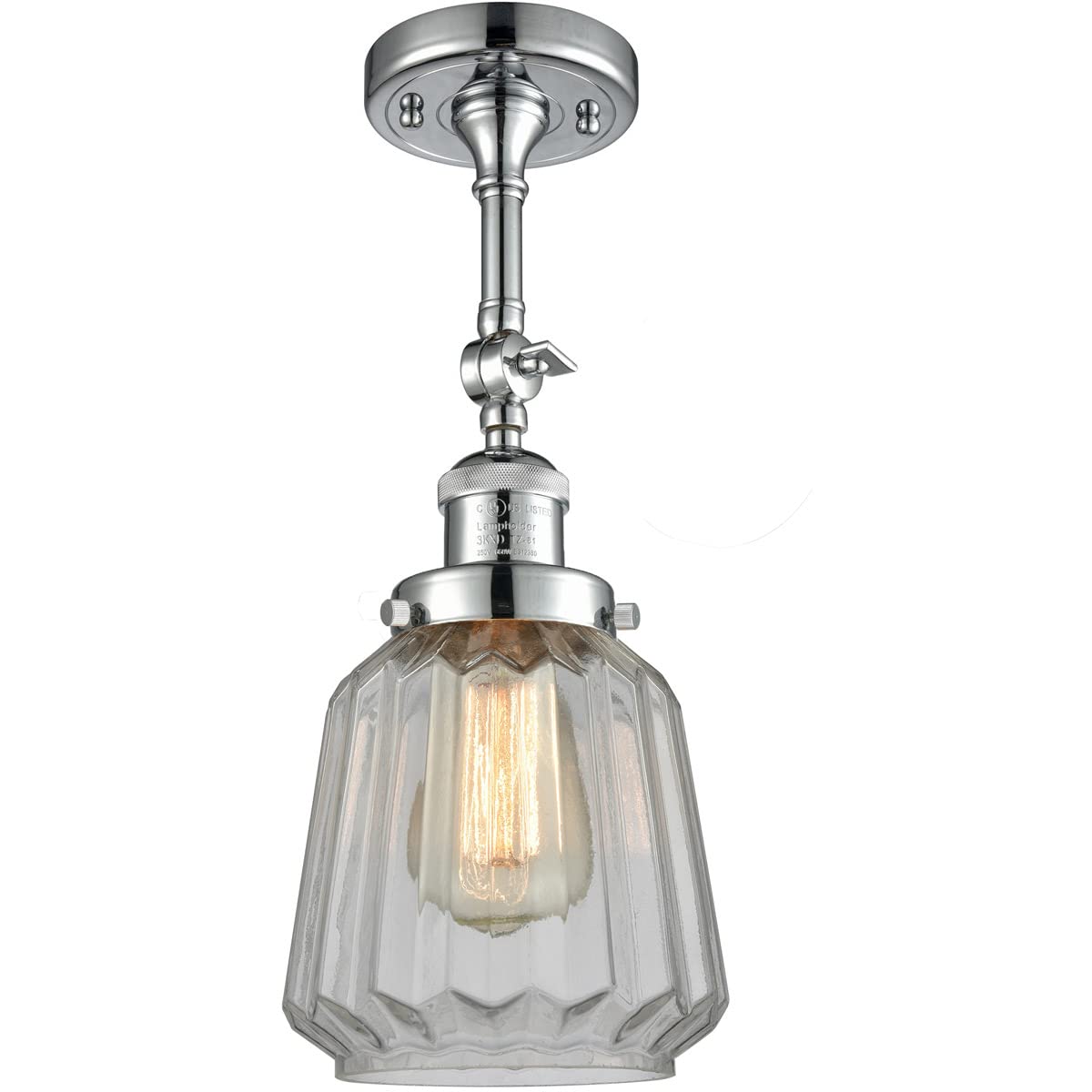 Innovations 201F-PC-G142-LED Modern LED Semi-Flush Mount Ceiling Light Fixture - Polished Chrome Finish - Perfect for Bedroom, Hallway & Kitchen Lighting