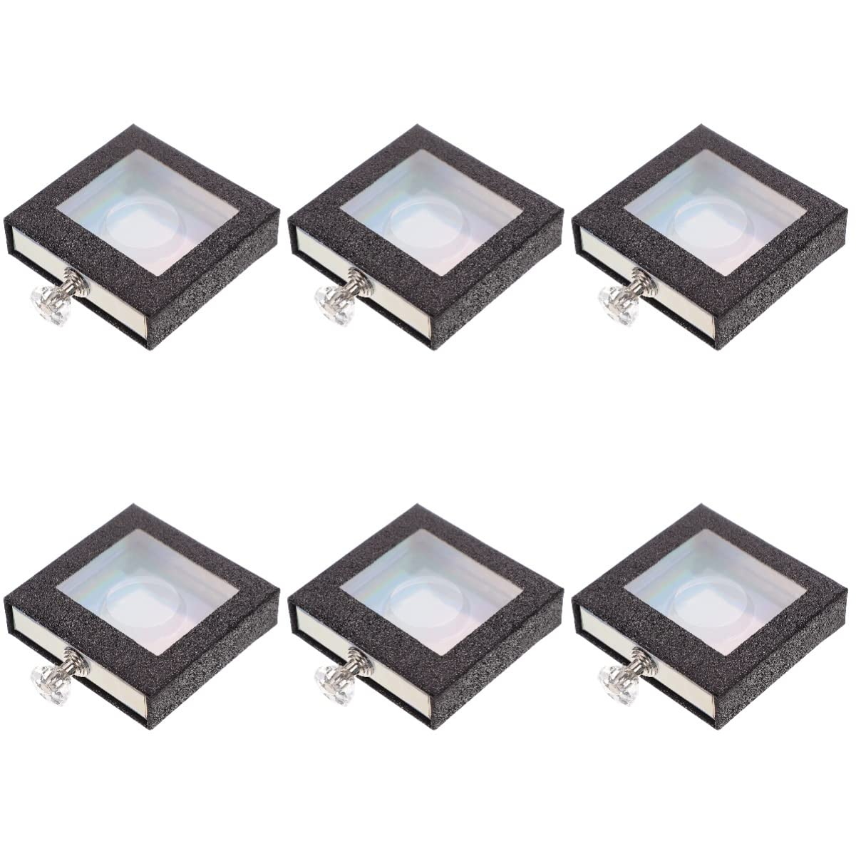 FRCOLOR 6pcs Square False Eyelash Packaging Box with Clear Window - Eyelash Case for Storage, Display & Travel - Perfect for Salon, Makeup Artists & Personal Use