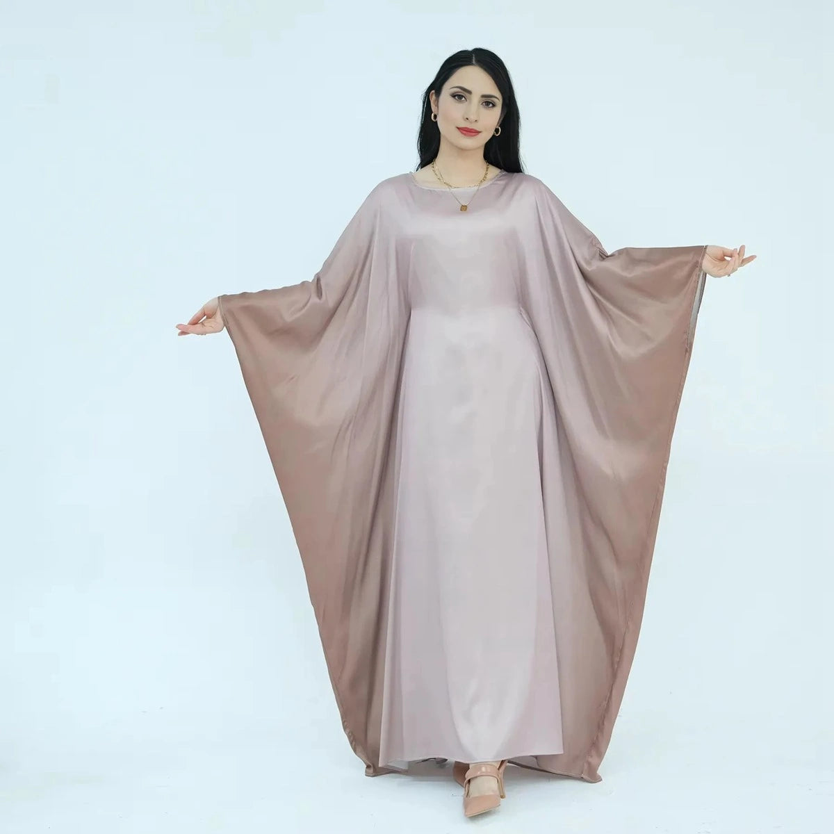 Elegant Butterfly Gradient Batwing Sleeve Women's Farasha Abaya Dress for Muslim Prayer, Wedding & Special Occasions