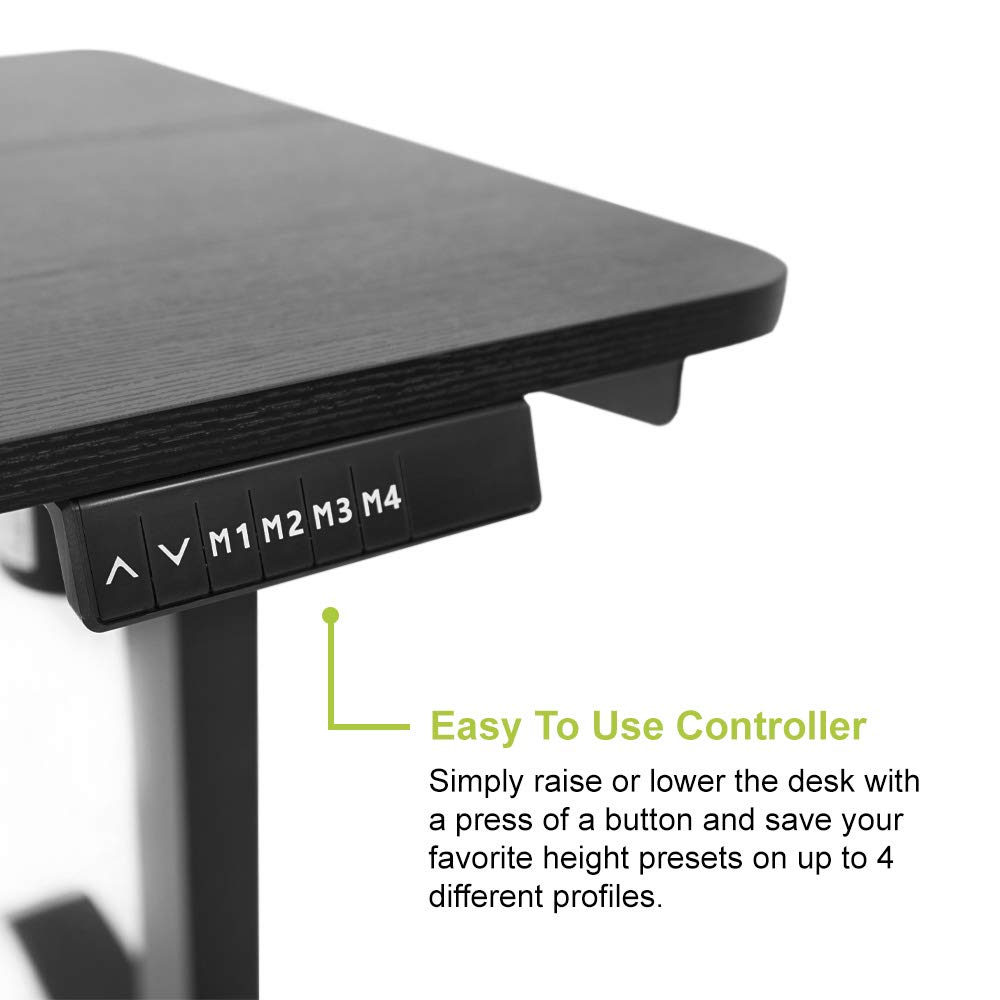 Electric Height Adjustable Standing Desk 48x24 Inches - Memory Preset LED Controller, Black Top & Legs - Home Office Sit Stand Workstation for Work from Home & Gaming Setup