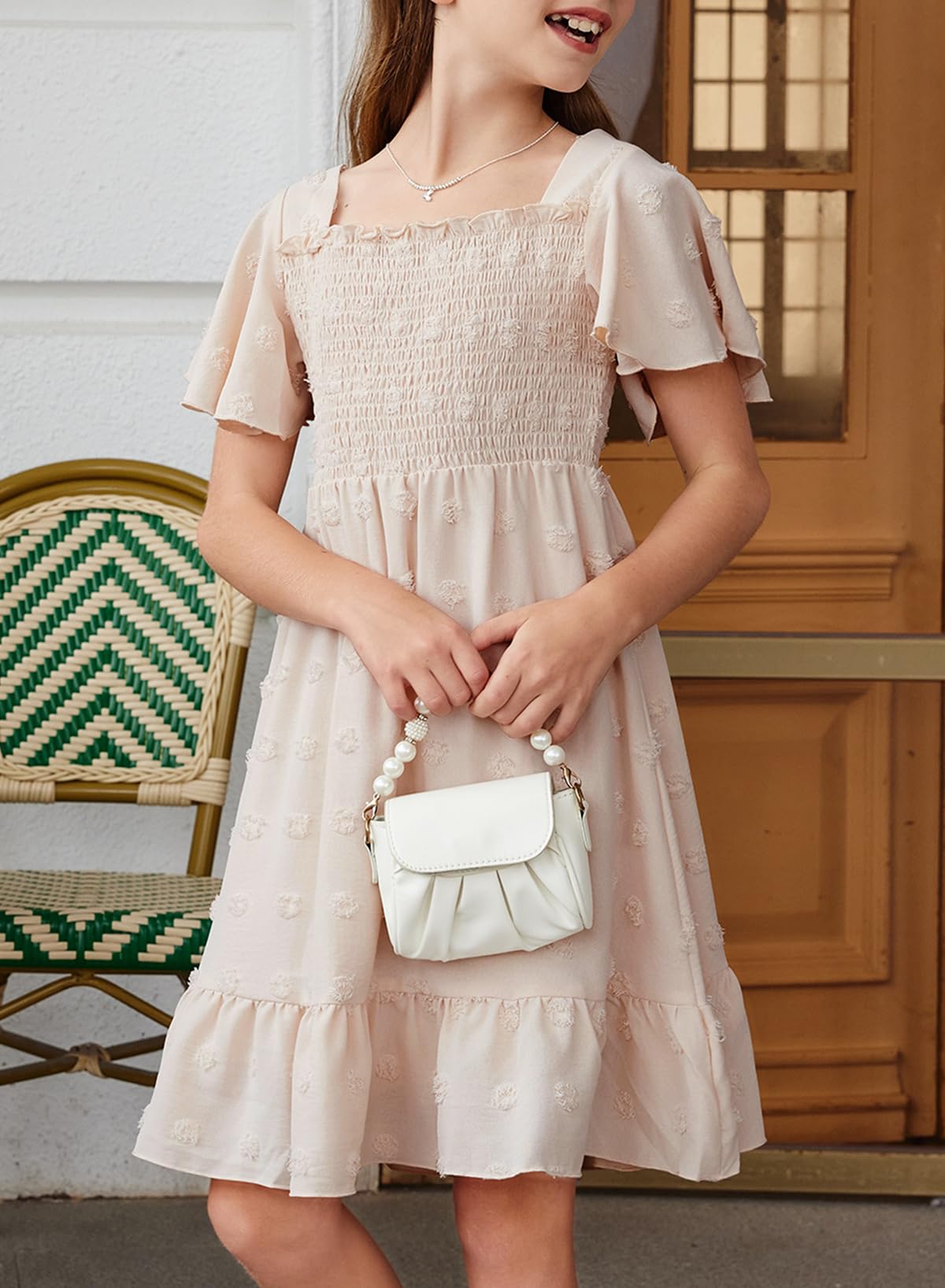 Blibean Girls Summer Chiffon Dresses 2025 - Floral Print Casual Sundresses for Kids Age 6-15 Years | Perfect for Beach Vacations, Birthday Parties & Family Outings