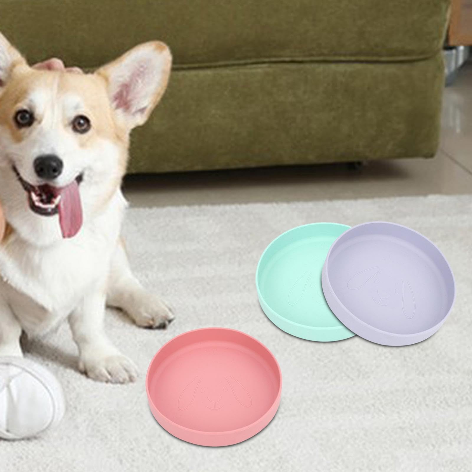 Non-Slip 18cm Cat & Dog Food Bowl - Enakshi Pet Bowl for Walking, Camping, Travel - Durable Green Pet Supplies for Indoor & Outdoor Use