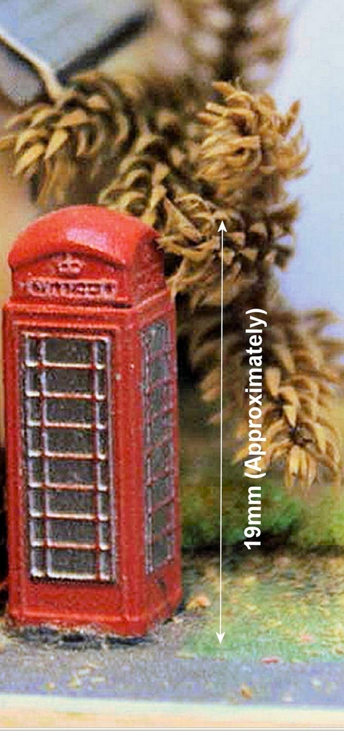 Langley Models British Telephone Box N Scale Metal Model - Miniature Red Phone Booth for Model Train Layouts & Dioramas