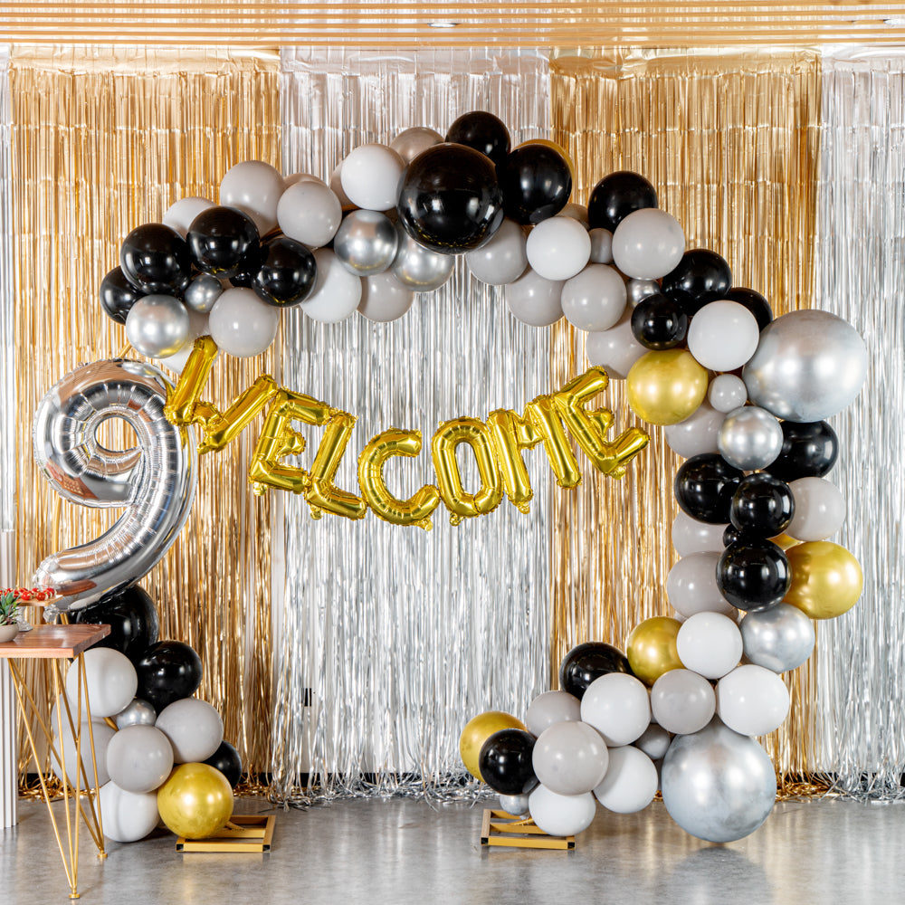 Balloonify Gray, Black & Gold Balloon Arch Garland Kit - 136 Pieces Party Decor for Weddings, Birthdays & Events - Premium Balloon Decorations