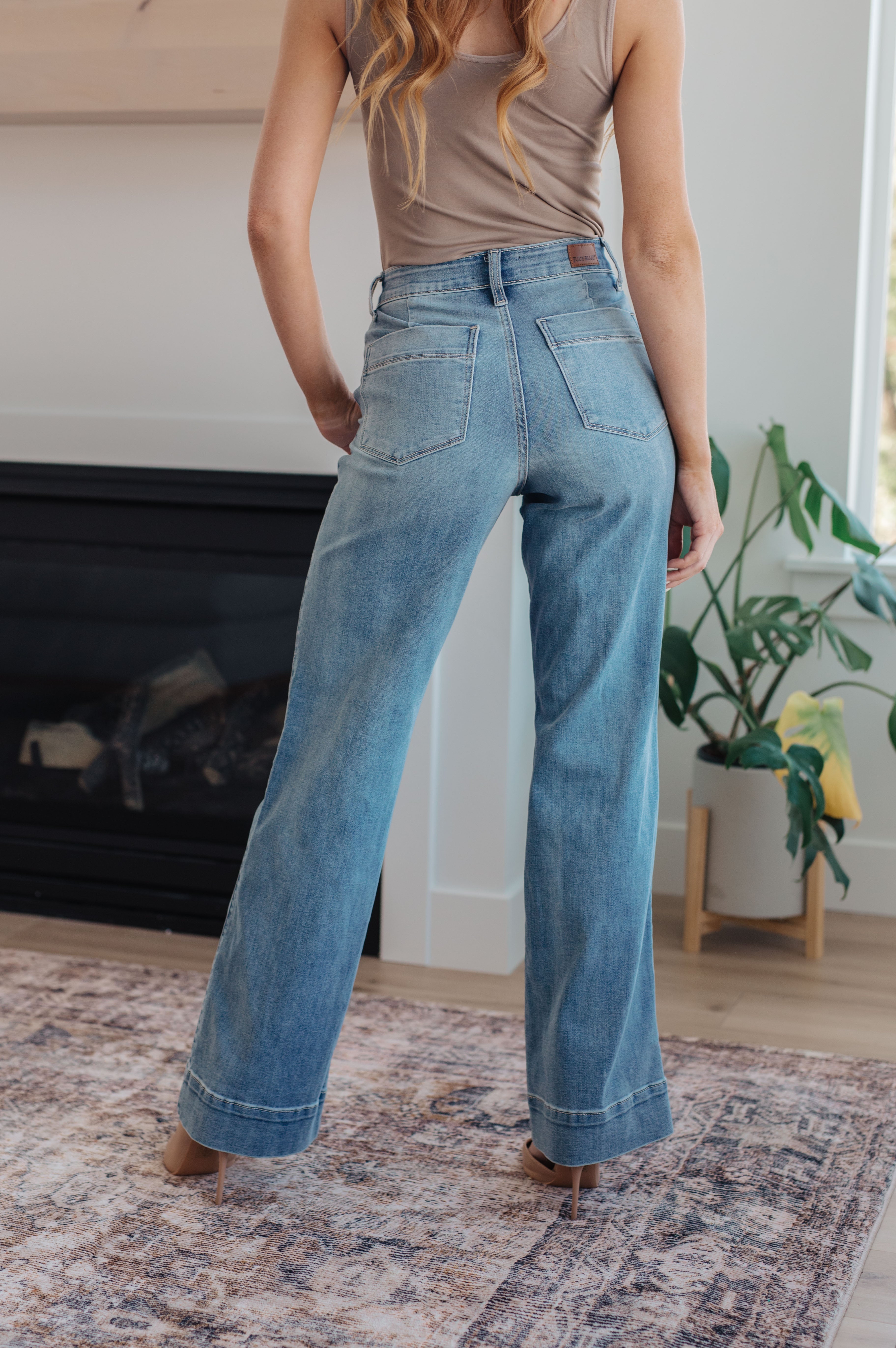 Mindy Mid Rise Wide Leg Jeans for Women - Comfortable Stretch Denim Pants, Casual & Trendy High Waist Trousers - Perfect for Office, Travel, and Everyday Wear