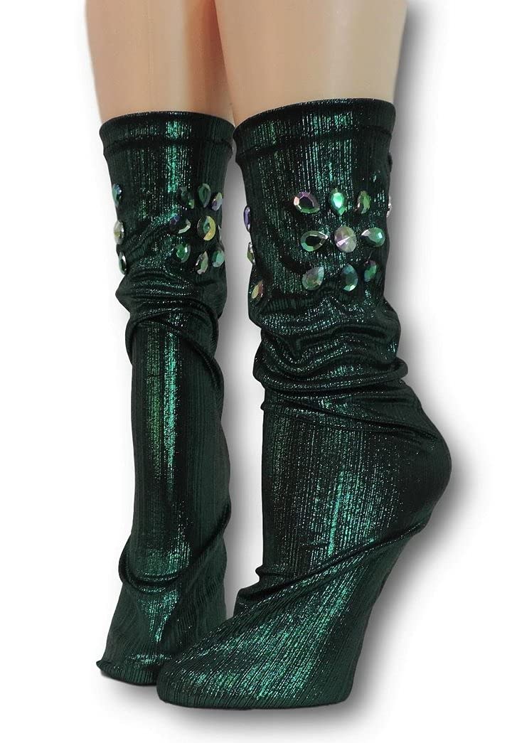 Custom Beaded Rhinestone Fashion Socks for Women - Elegant Crystal Stockings (1 Pair) - Perfect for Parties, Weddings & Special Occasions
