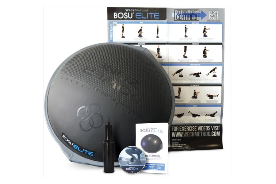 Bosu Elite Ball - Professional Balance Trainer for Home Gym, Yoga, Pilates & Fitness Workouts - Improve Core Strength & Stability for Athletes & Beginners