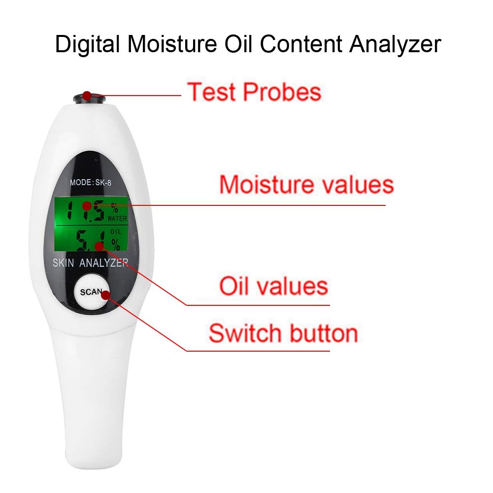 **Digital Skin Analyzer with LCD Display - High Sensitivity Moisture & pH Tester for Face Care | Home, Travel & Salon Use | Portable Skin Testing Device (White)**    *Usage Scenarios: Perfect for personal skincare routines, professional beauty salons, spa treatments, and on-the-go skin health monitoring during travel.*