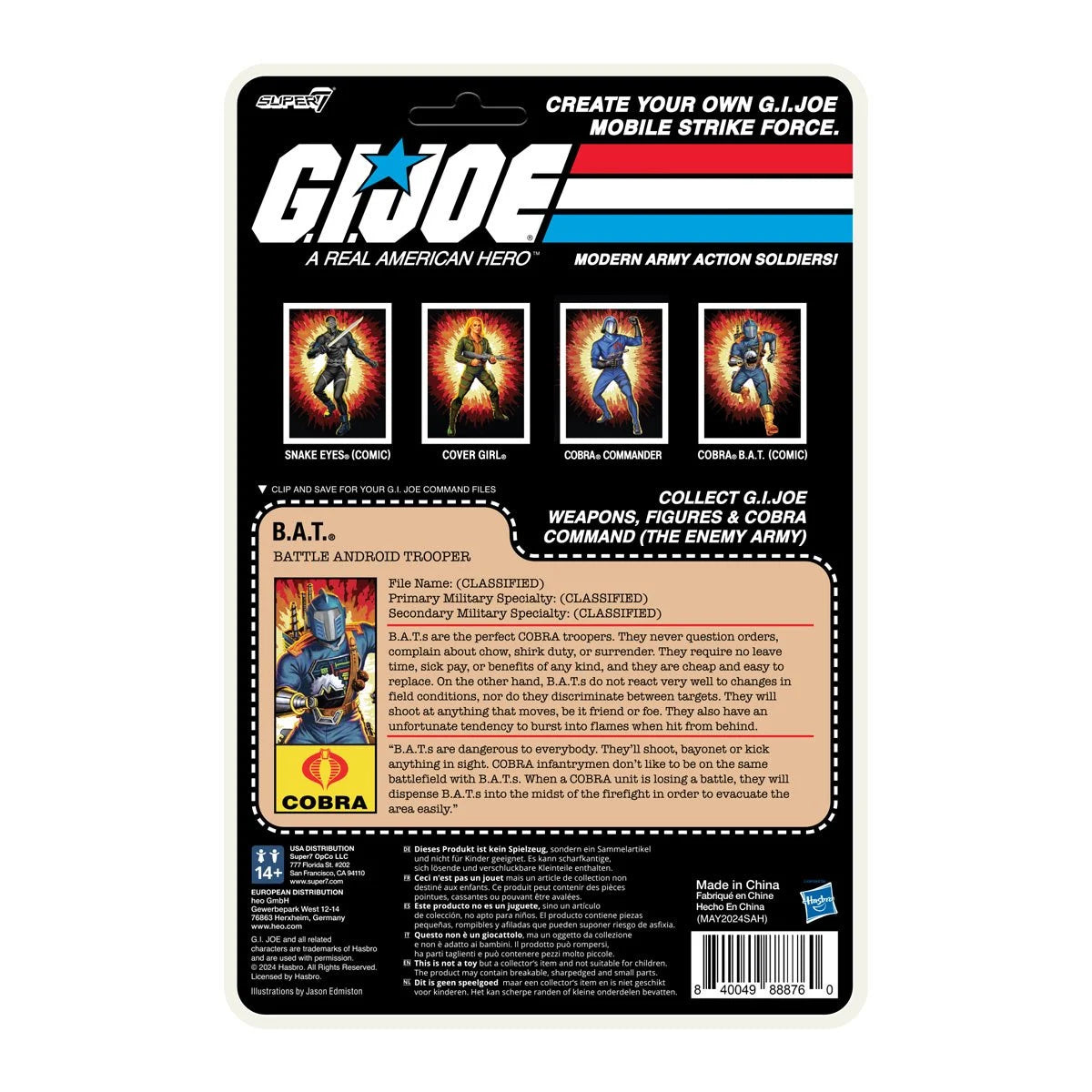 G.I. Joe Cobra B.A.T. Action Figure 3.75 Inch Collectible Toy - Comic Series ReAction+ for Display & Play | Perfect for Collectors, Gifts & Nostalgic Fans