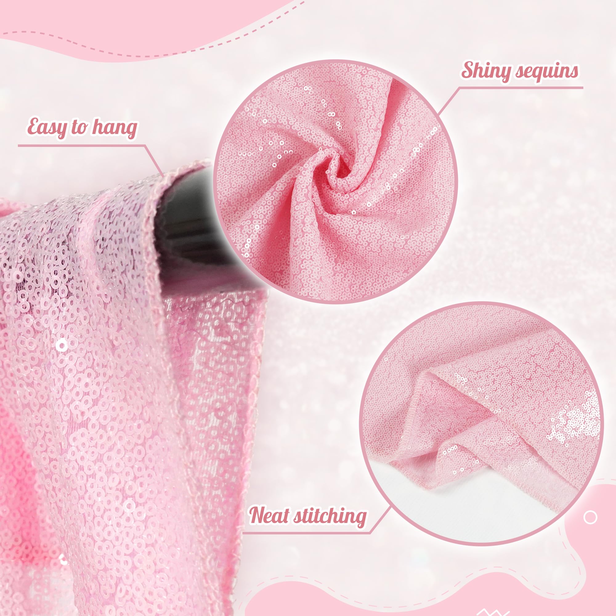 Pink Sequin Backdrop 20FT x 10FT - Sparkly Wedding Party Decor for Events, Birthday, Bridal Shower & Photo Booth Background | Perfect for Indoor/Outdoor Celebrations