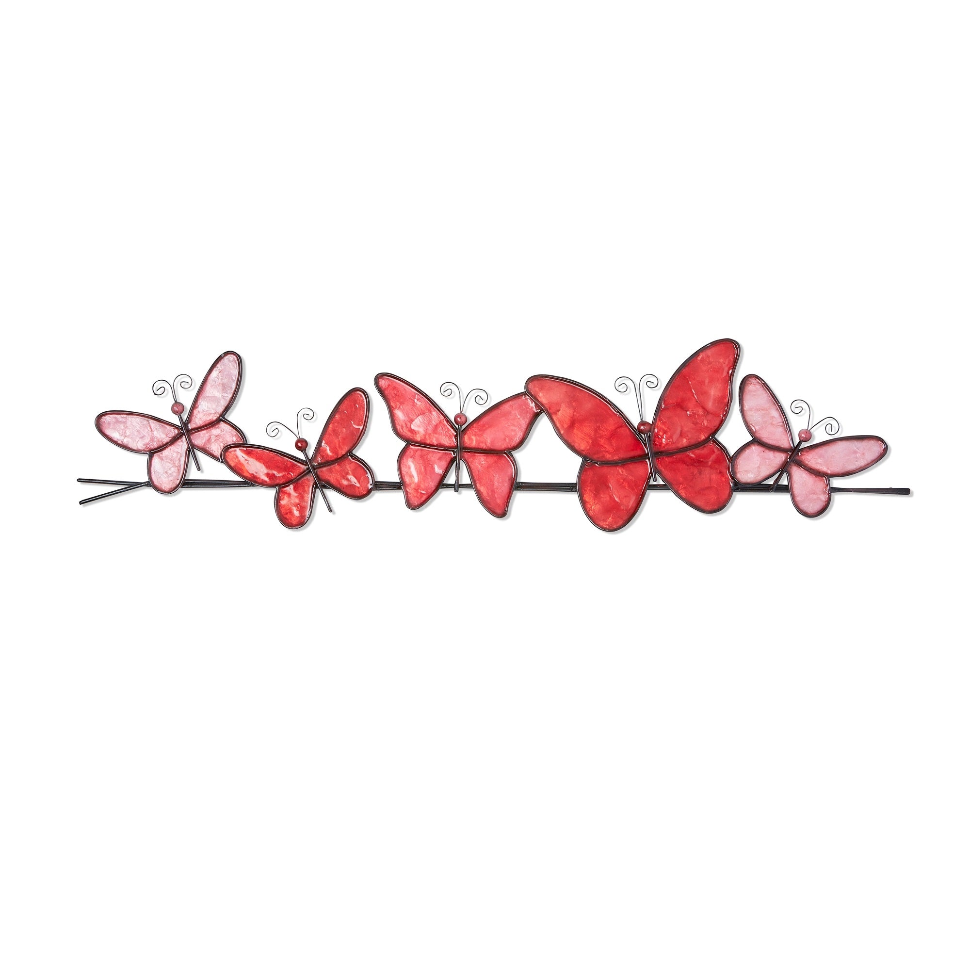 Red Capiz Shell Butterflies on Wire - Handmade Home Decor for Wall, Wedding & Party Decorations