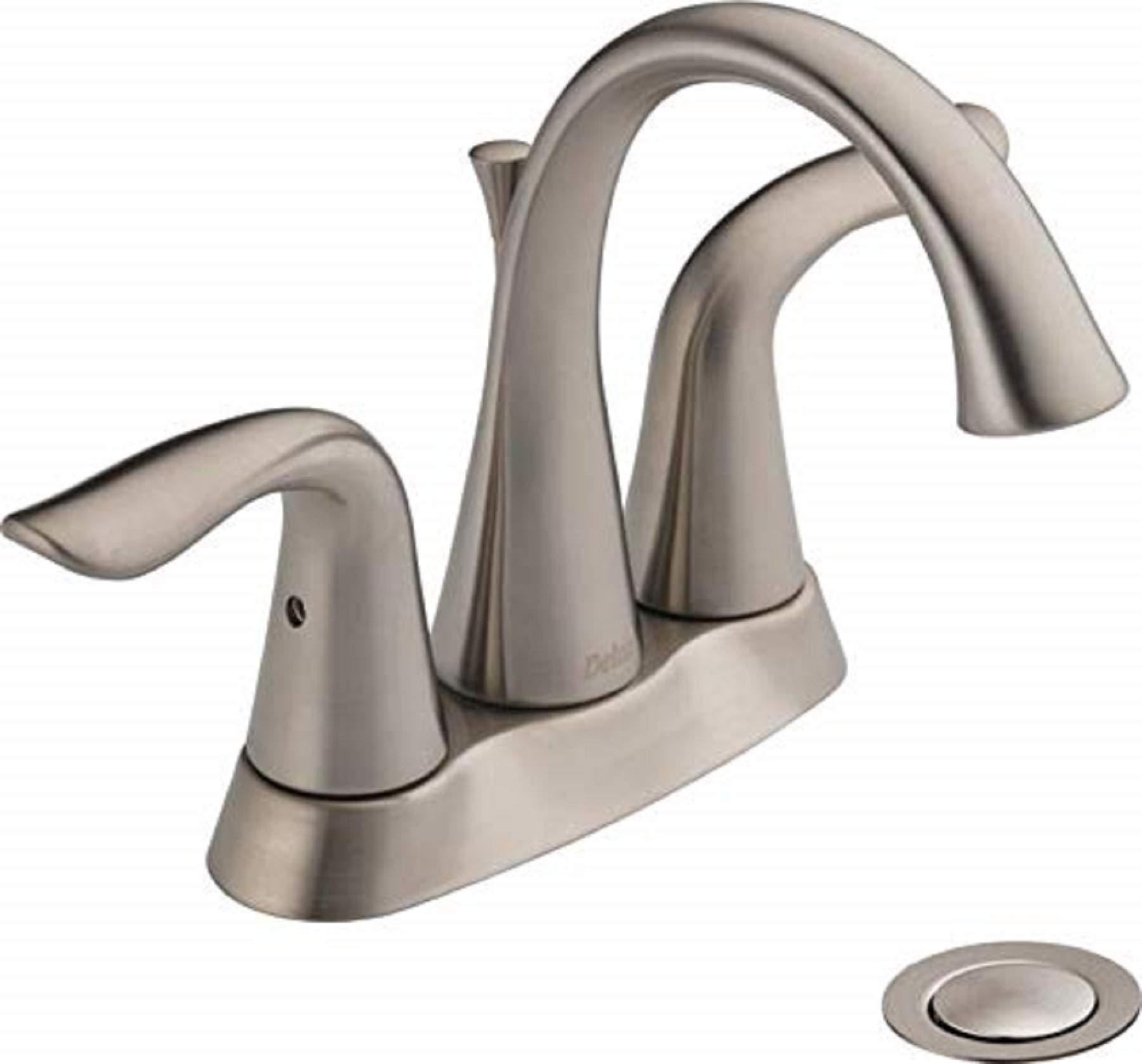 Delta Lahara Centerset Bathroom Faucet - Brushed Nickel Finish, Diamond Seal Technology, Metal Drain Assembly - Perfect for Modern Bathroom Sinks & Vanities (Model 2538-SSMPU-DST)
