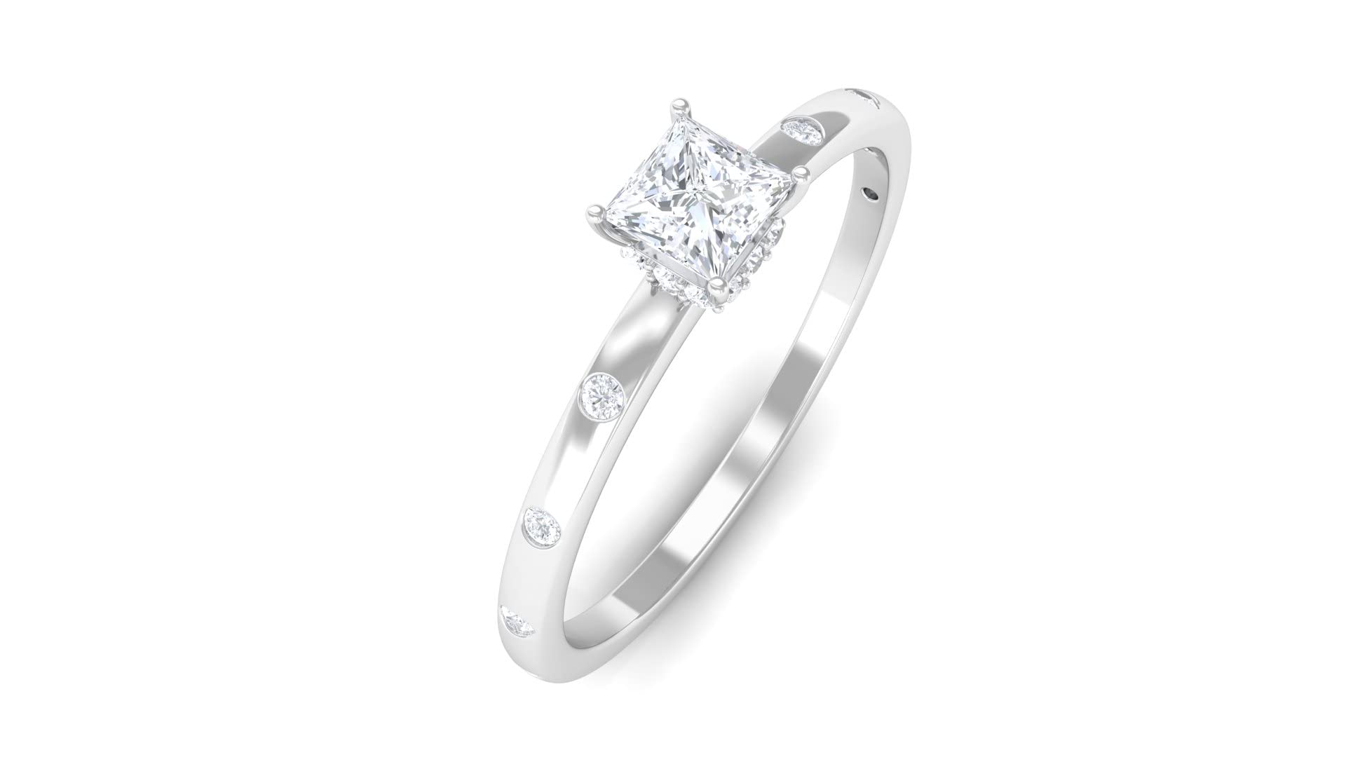 1/4 CT Princess Cut Moissanite Solitaire Ring in 14K Solid Gold - Certified Lab-Created Diamond Alternative for Engagement, Wedding & Anniversary Gifts