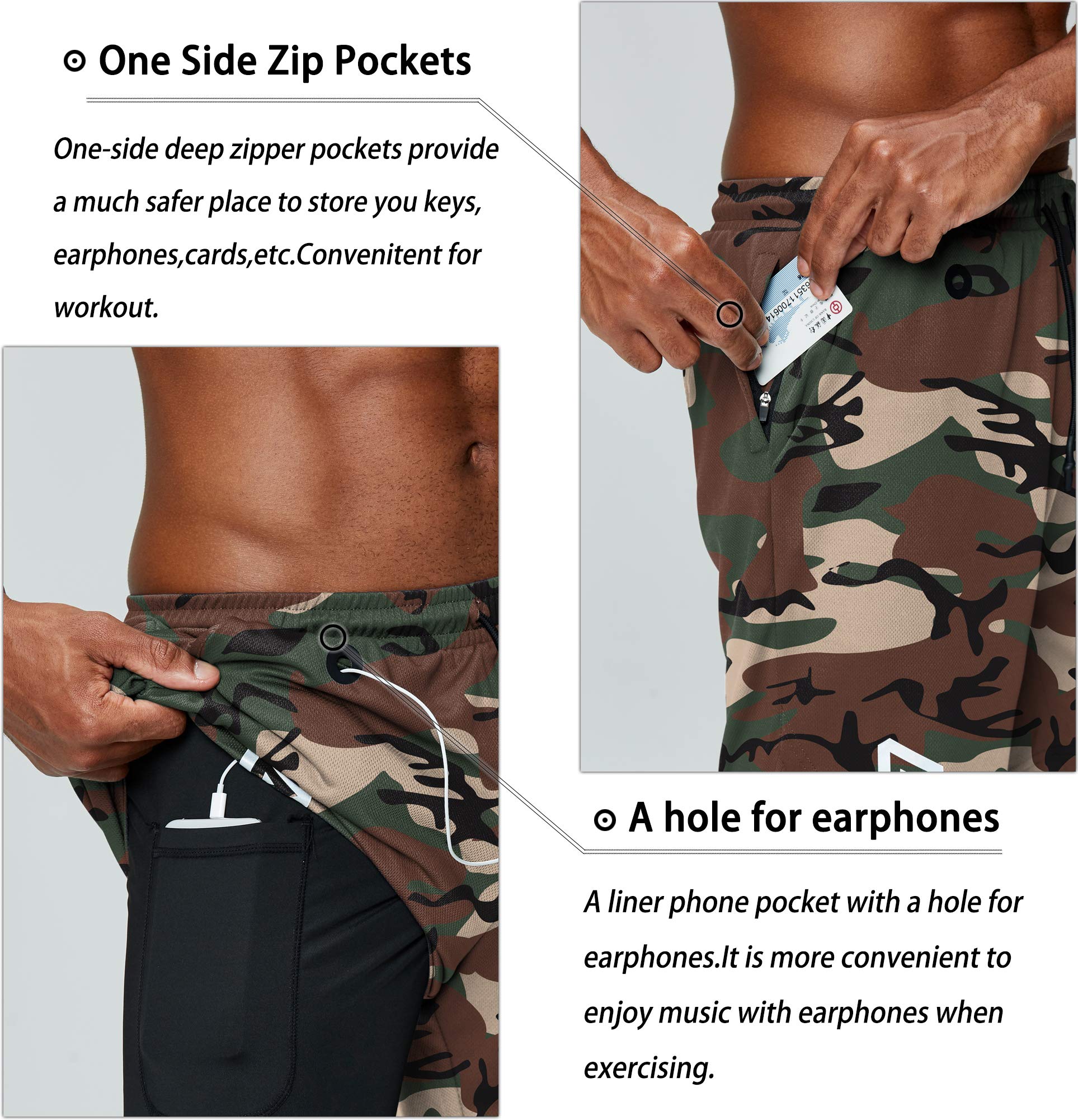 Pinkbomb Men's 2-in-1 Running Shorts with Phone Pocket - Quick Dry Gym Workout Shorts for Men - Perfect for Jogging, Training & Outdoor Activities