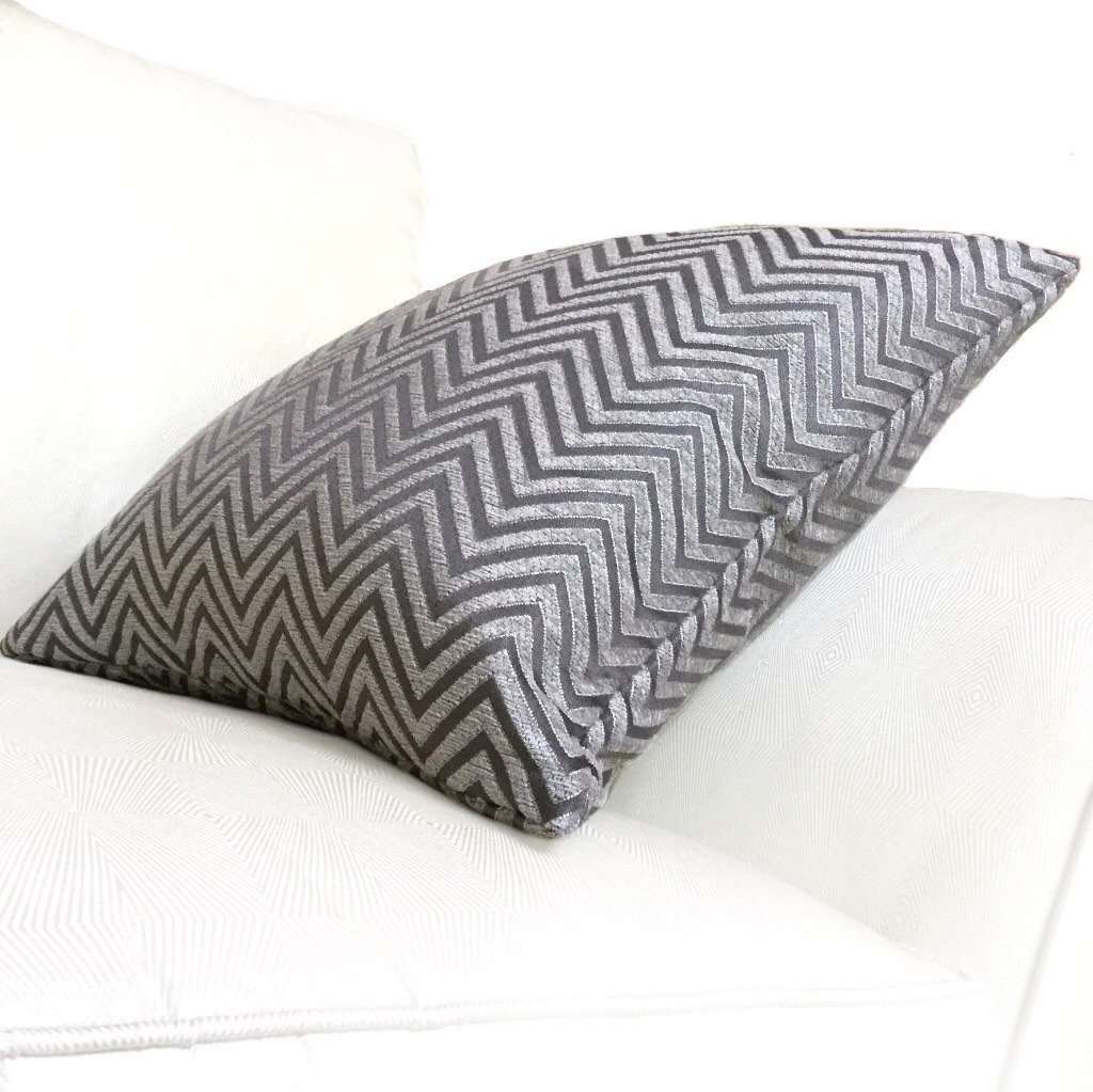 Modern Geometric Light Gray & Dark Gray Chevron Zig Zag Upholstery Pillow Cover - Stylish Home Decor for Living Room, Bedroom & Sofa