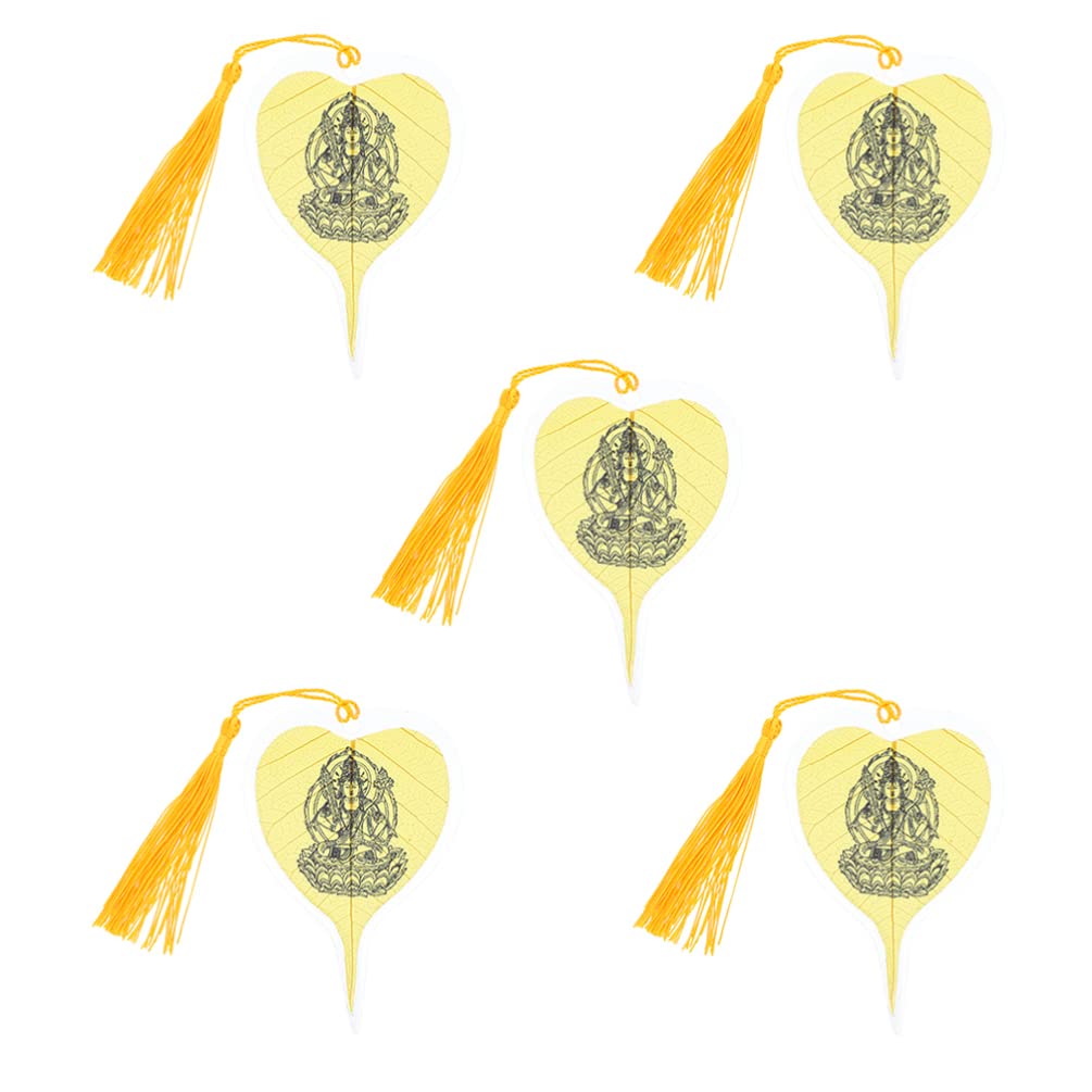 Baluue 5-Piece Vintage Bodhi Leaf Bookmarks Set - Unique Plant-Themed Book Accessories for Book Lovers | Perfect Gift for Readers, Meditation & Yoga Enthusiasts