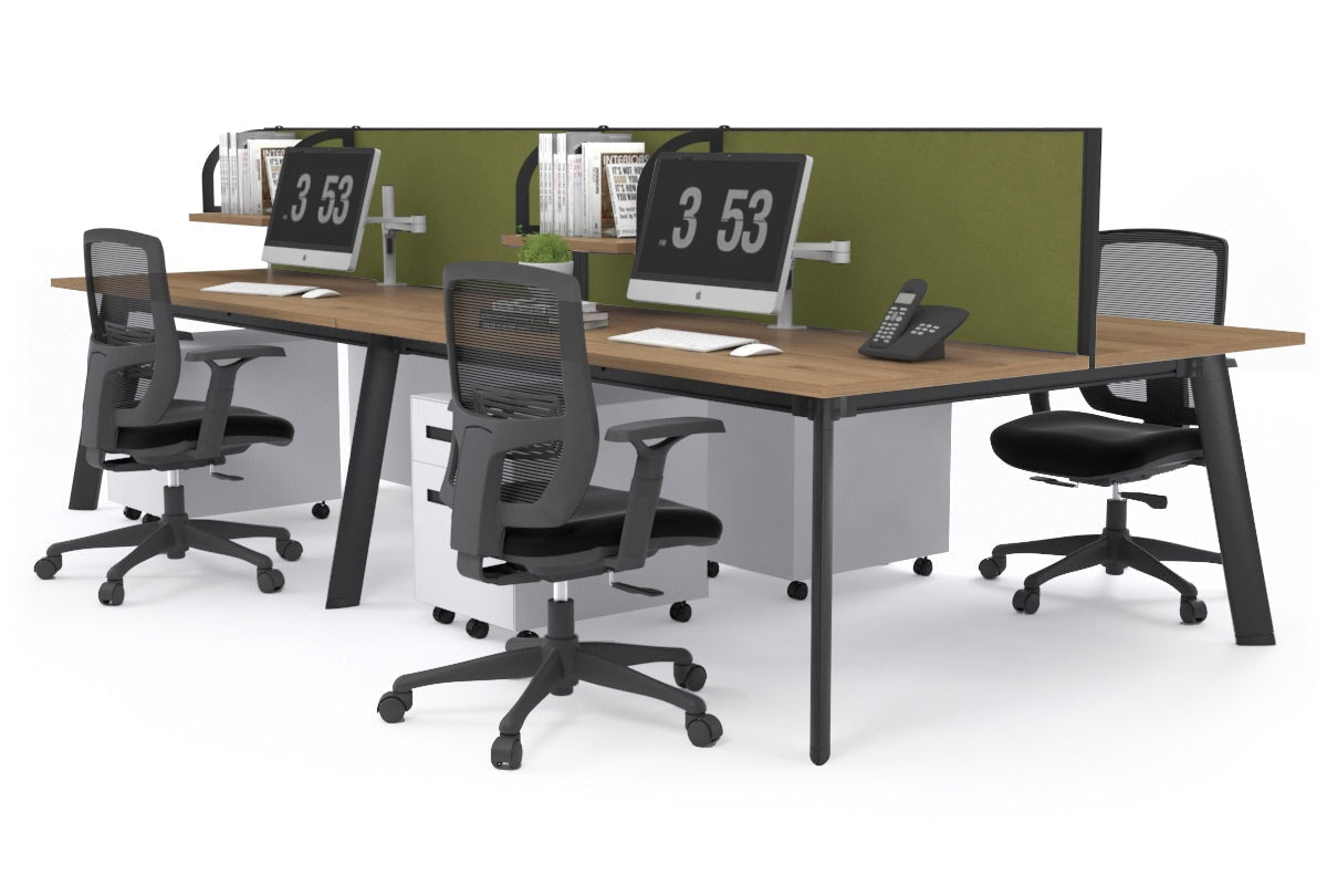 4-Person Workstation with Black Frame - 1800L x 800W Office Desk with Cable Management | Perfect for Team Collaboration & Open Office Spaces