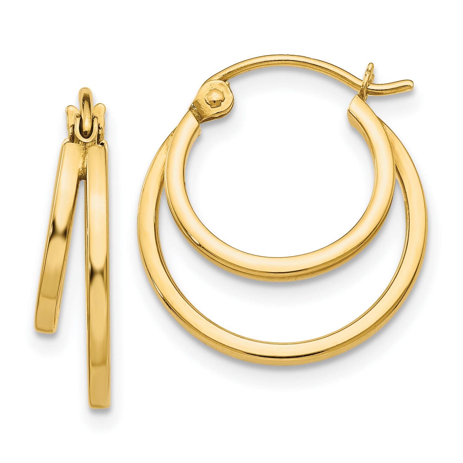 14k Yellow Gold Double Hoop Earrings 17x17mm - Elegant Dainty Hoops for Women, Perfect for Everyday Wear, Parties & Gifts