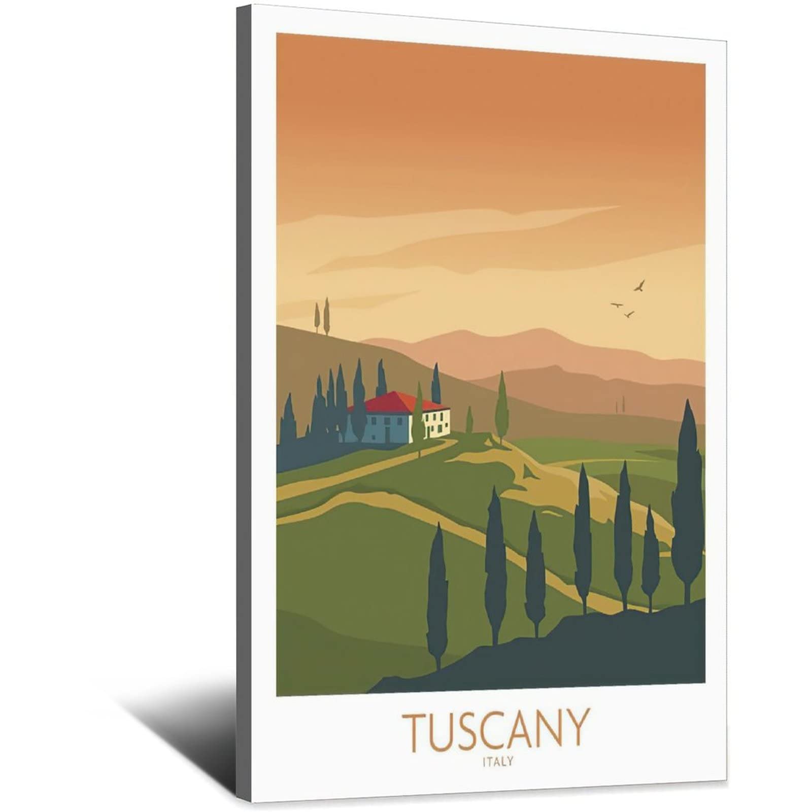 Tuscany Italy Wall Art Poster - 24x36 Inches (60x90cm) Canvas Print Painting for Home Decor, Living Room, Bedroom & Office Decoration | Scenic Tuscan Landscape Artwork