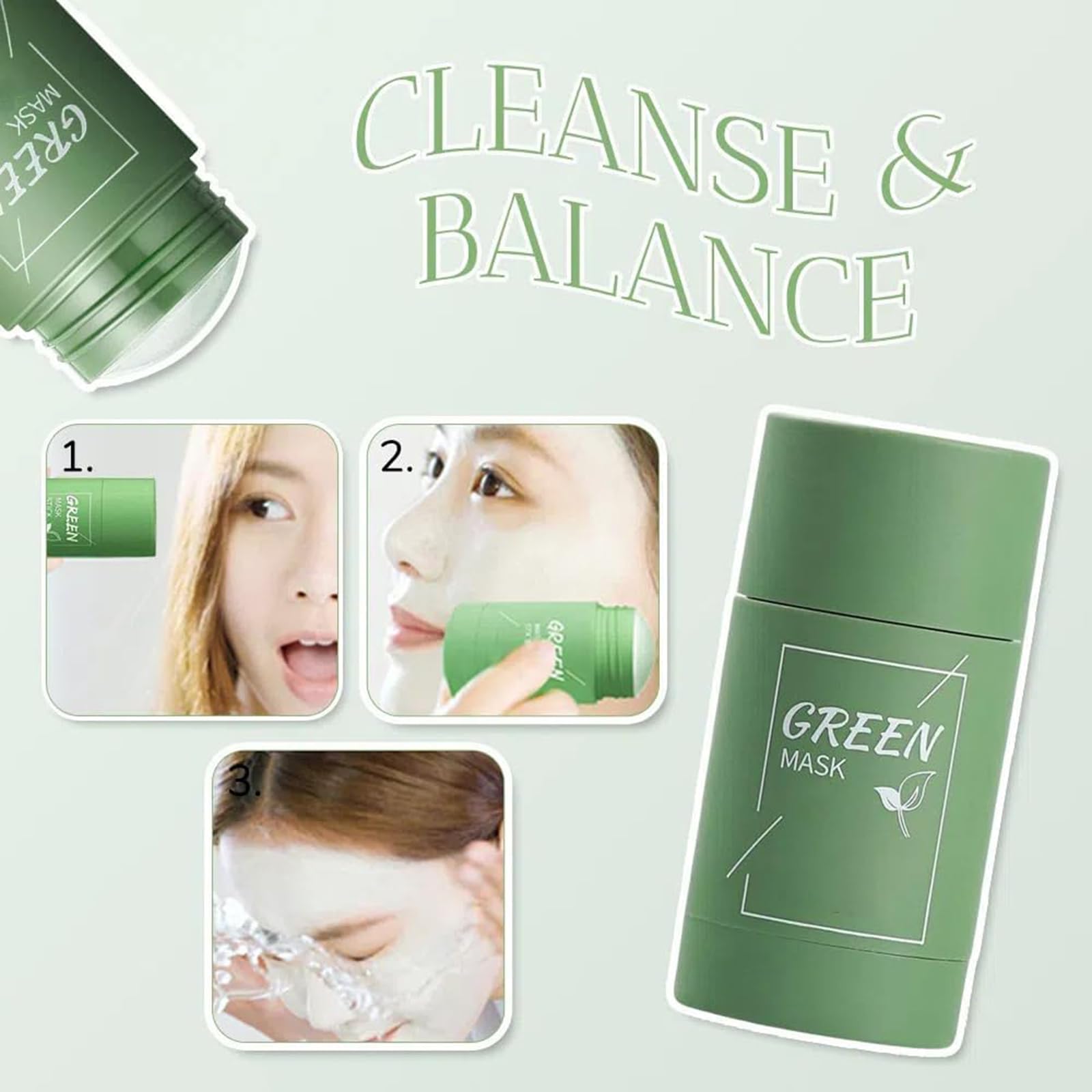 Dermaease Green Tea Deep Cleansing Mask Stick - Pore Minimizer & Oil Control for Acne-Prone Skin | Travel-Friendly Skincare for On-the-Go Glow