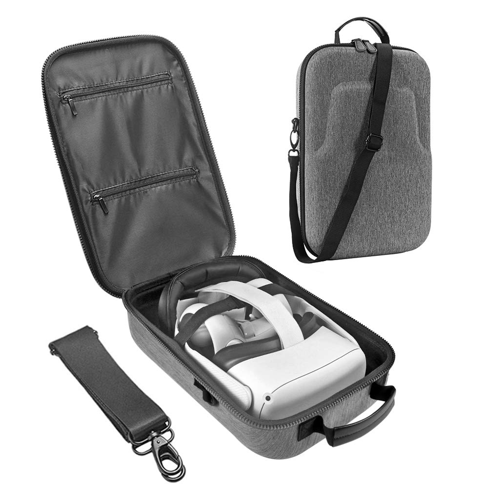 Oculus Quest 2 Hard Carrying Case - Protective Travel Storage Box for Oculus Quest VR Headset & Accessories (Gray) - Perfect for Travel, Gaming Parties & Safe Storage
