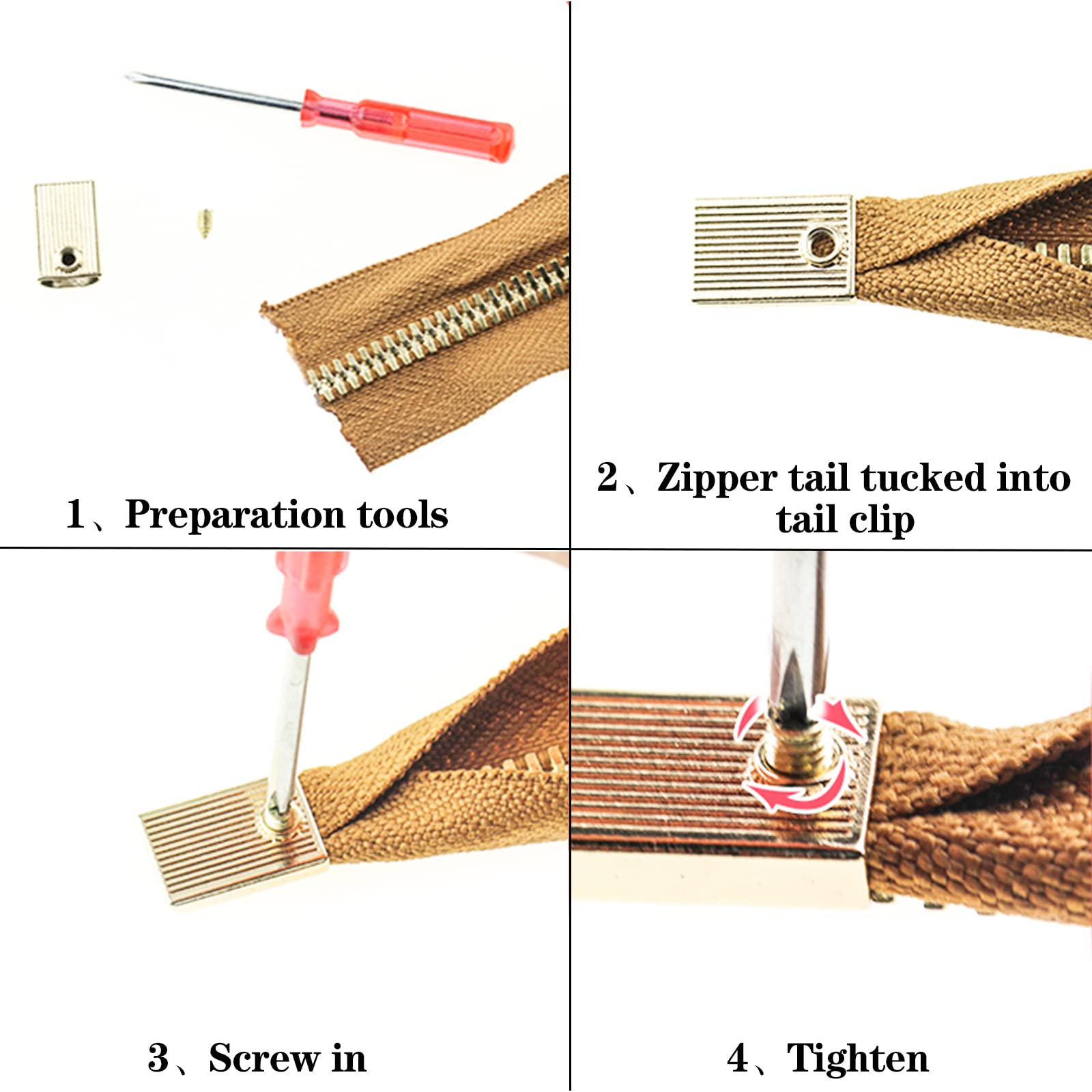 80 Sets 4-Color Alloy Zipper Stoppers with Screw Bottom - Zipper Pull Ends Repair Kit for Bags, Luggage & DIY Crafts - Sewing Accessories Replacement for Jackets, Backpacks & Suitcases