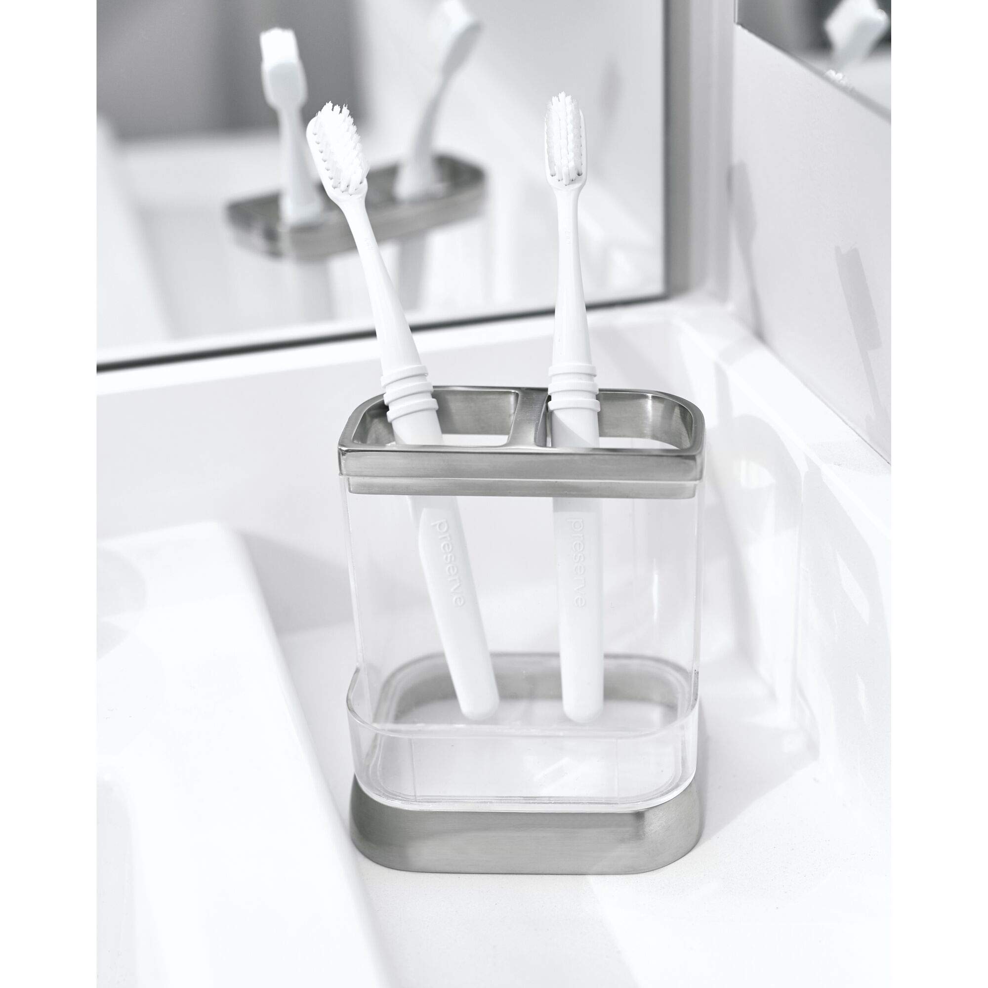 iDesign Haley Vanity Organizer - Clear & Brushed for Bathroom & Desk