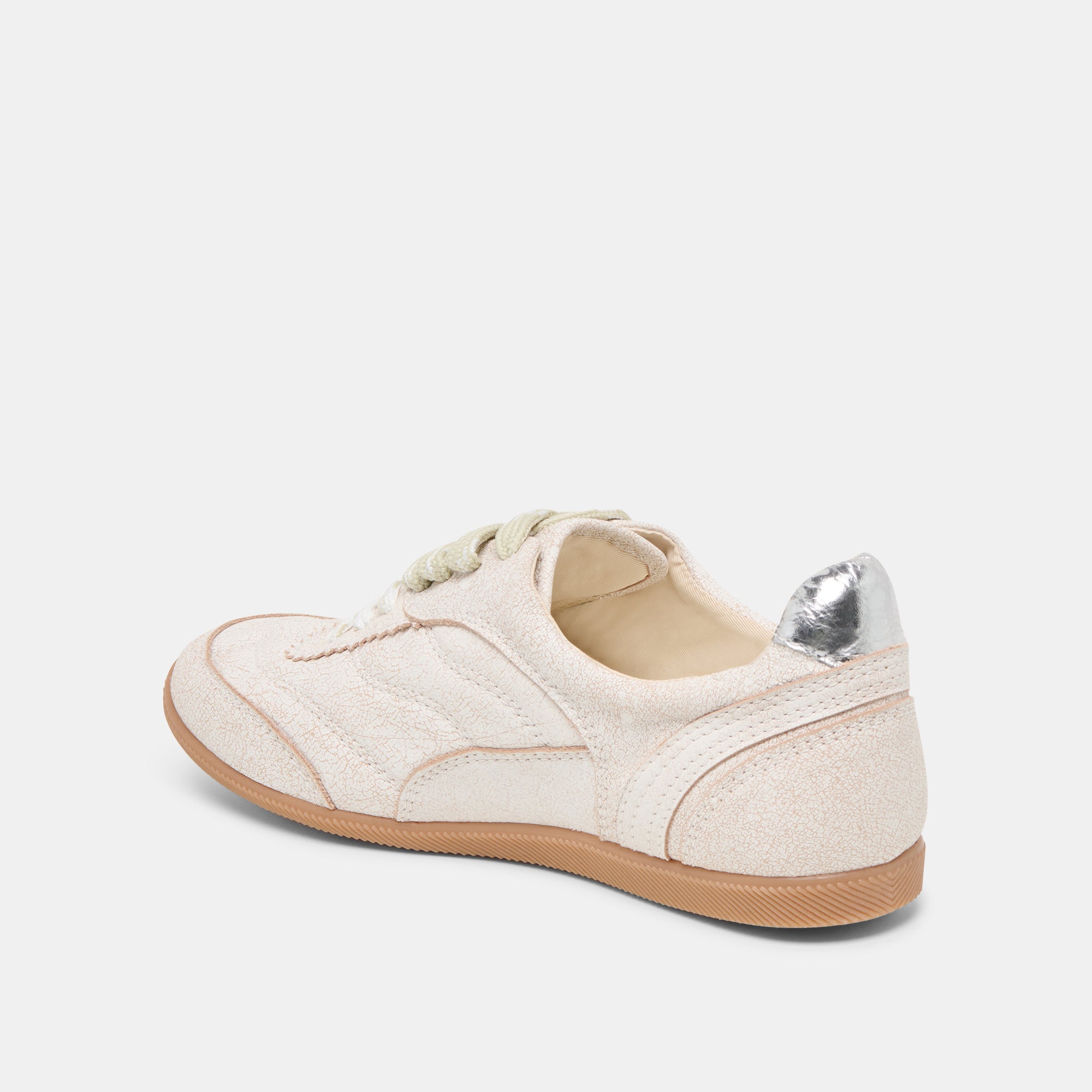 LAINI Sneakers for Women - Off-White Crackled Leather Fashion Shoes | Comfortable Walking & Casual Wear for Daily Outfits
