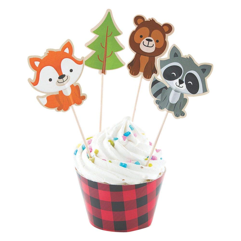 Woodland Party Cupcake Collar with Pick - 100pcs Eco-Friendly Baking Decorations for Birthday, Baby Shower & Wedding Celebrations