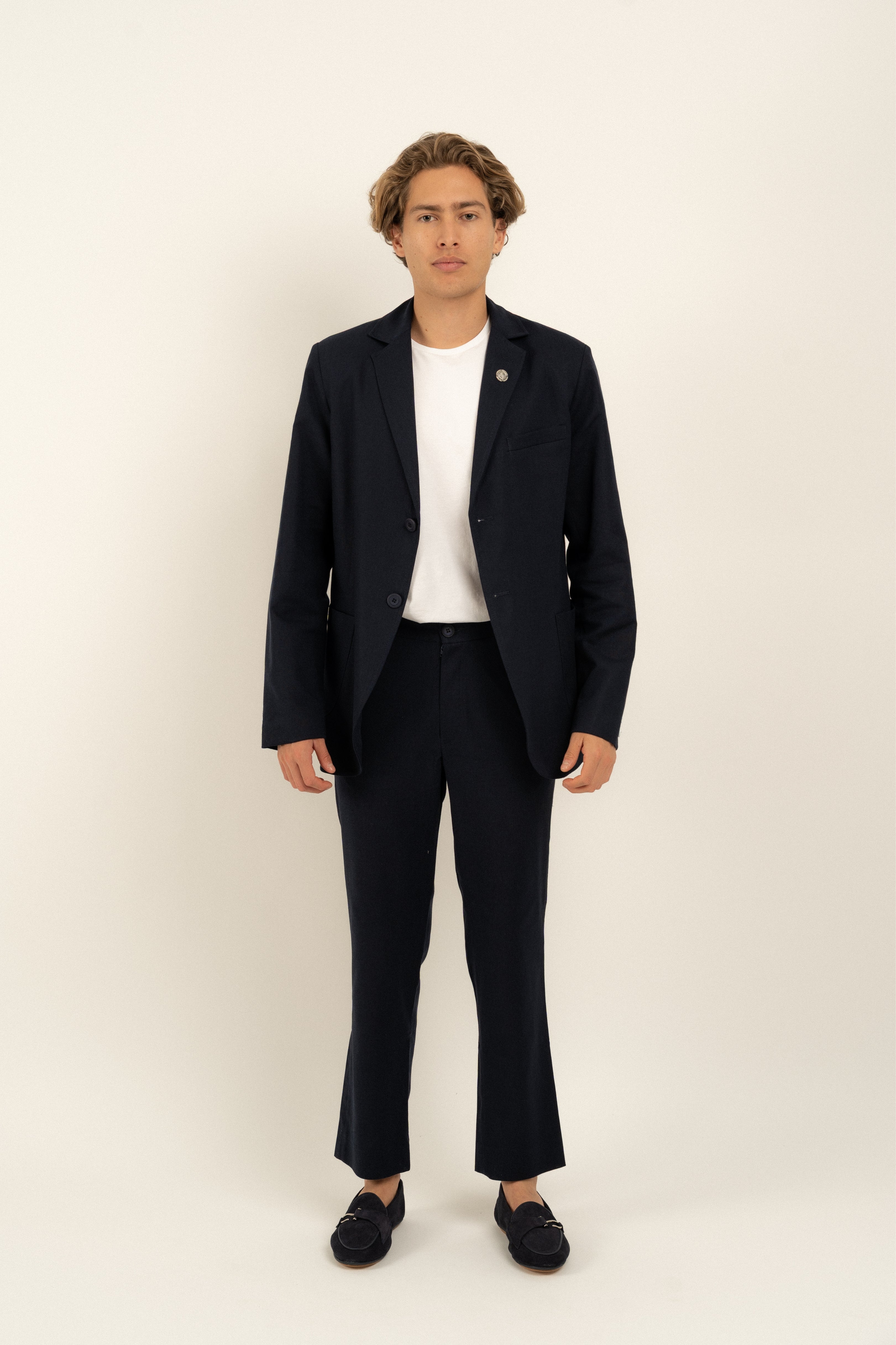 Premium Newport Navy Linen Blazer for Men - Breathable Summer Business Casual Jacket - Perfect for Weddings, Office & Outdoor Events