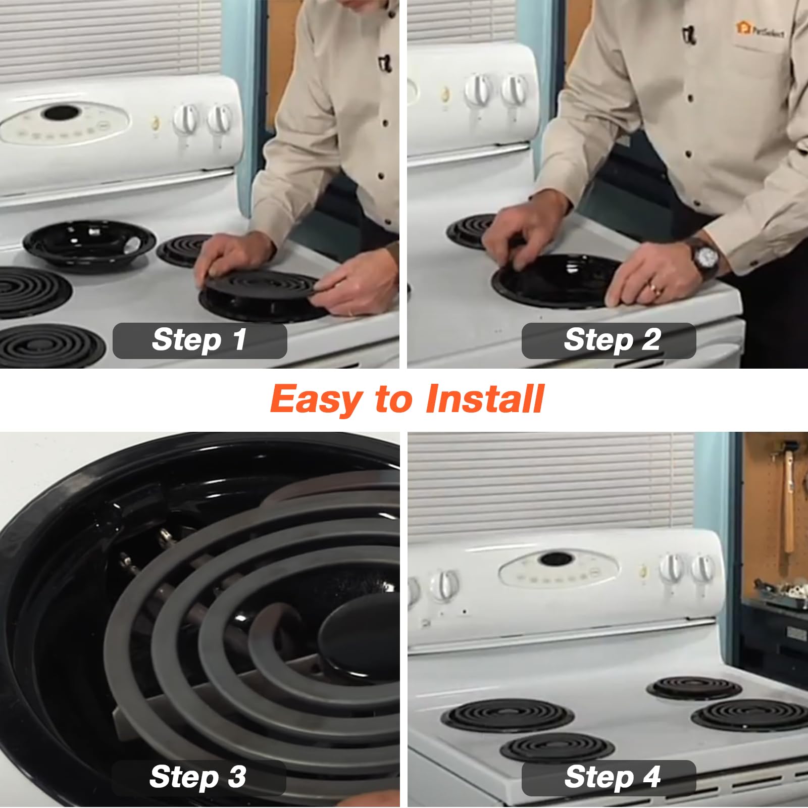 Blutoget Electric Stove Drip Pans & Burner Elements Set - Compatible with Whirlpool, Maytag, Amana Ranges (W10290350, W10290353, MP22YA, MP15YA 6
