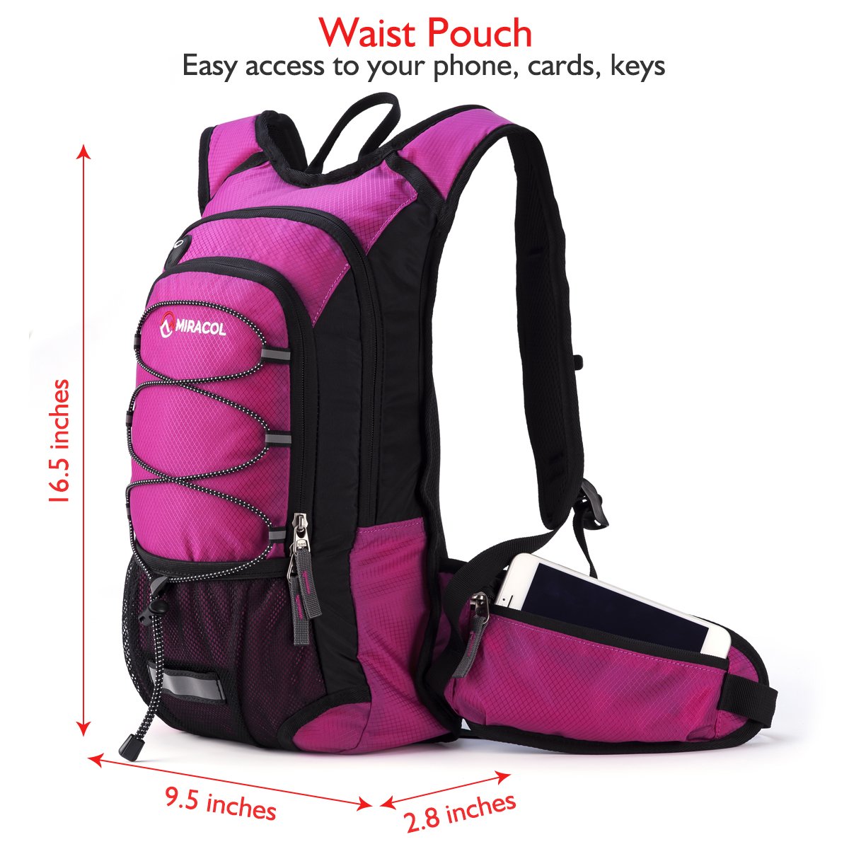 Miracol Insulated 2L Hydration Pack - Lightweight Hiking Water Backpack with Leak-Proof Bladder for Outdoor Adventures and Trail Running
