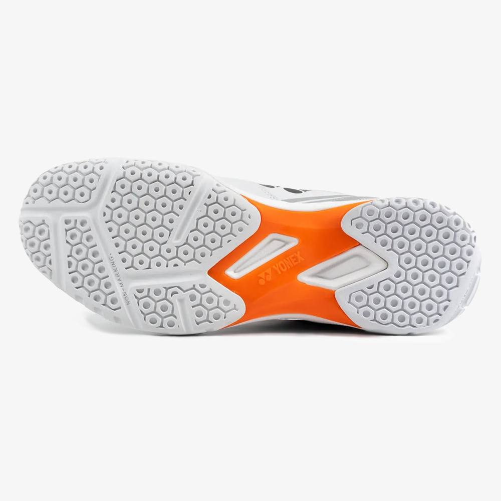 Yonex Power Cushion 65 X3 Badminton Shoes - White/Orange - Lightweight & Cushioned for Enhanced Performance - Perfect for Indoor Court Sports & Training